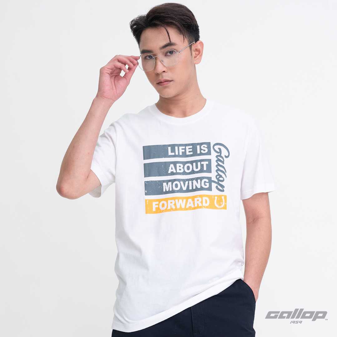 GALLOP : Graphic Tee เสื้อยืดพิมพ์ลาย ผ้าคอตตอนผู้ชาย รุ่น GT9120 สี White - ขาว / ราคาปกติ 790.-
