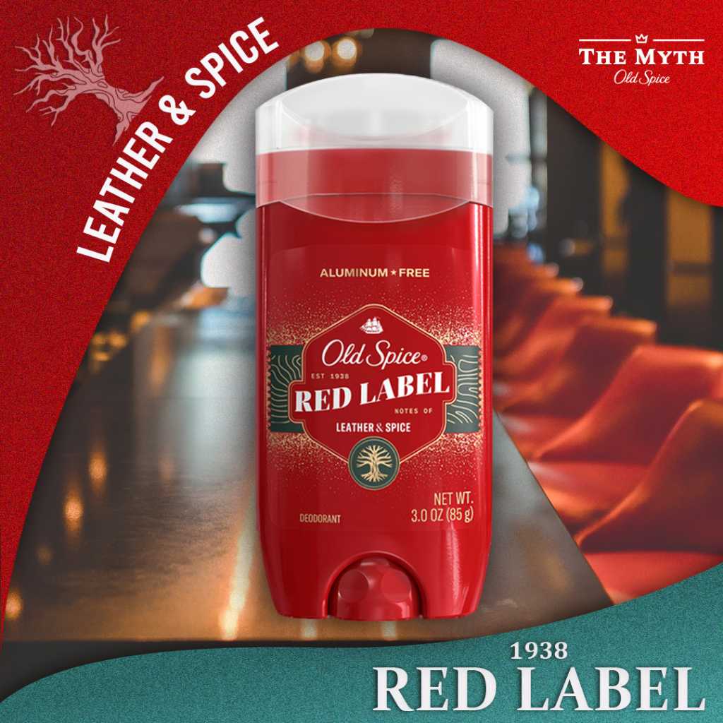 Old Spice Red Label โรลออน กลิ่น Leather กลิ่นเครื่องหนังผสมเครื่องเทศ หอมเข้มเท่ห์