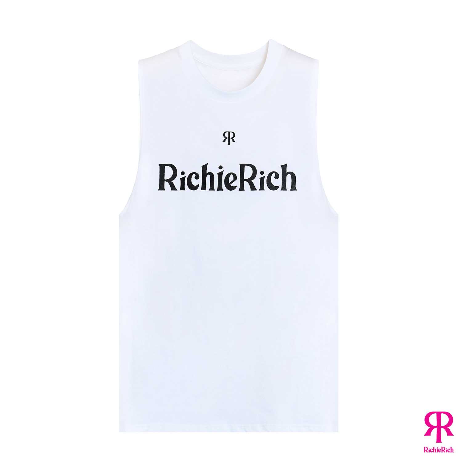 RICHIERICH By TandT - RICHIE RICH LOGO PRINTED COTTON JERSEY SLEEVELESS T-SHIRT