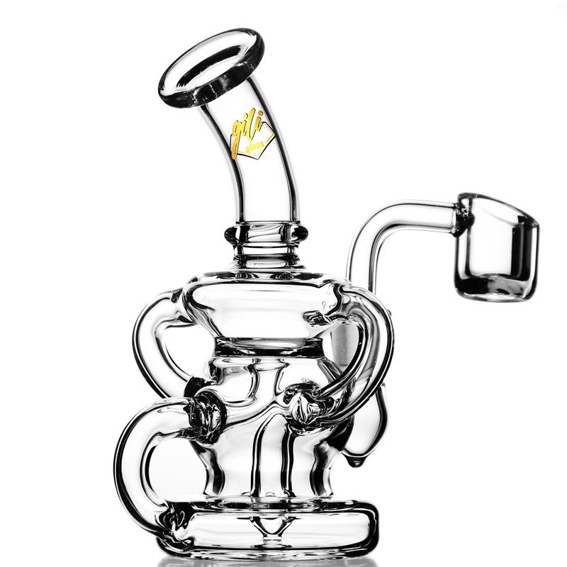 Mini Glass Dab Rigs Recycler Bong With Quartz Banger l 14 cm