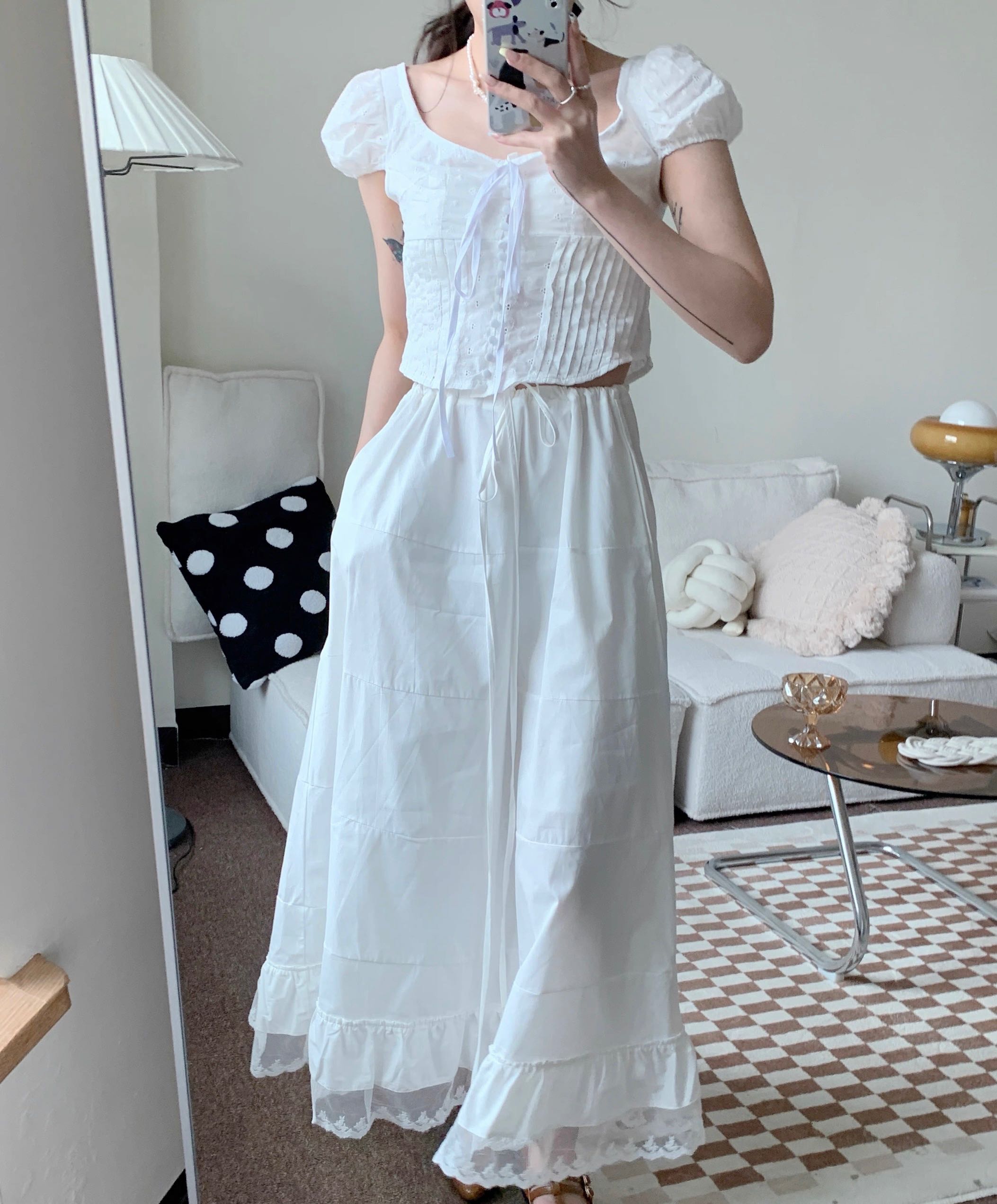 white skirt