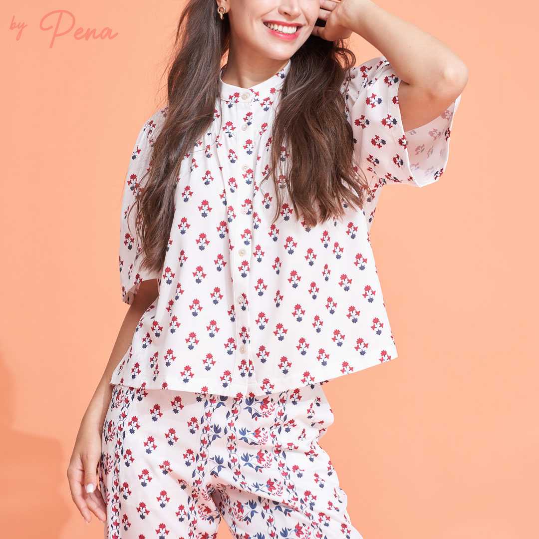 By Pena เสื้อเบลาส์ คอจีน แขนพอง BPSS012402