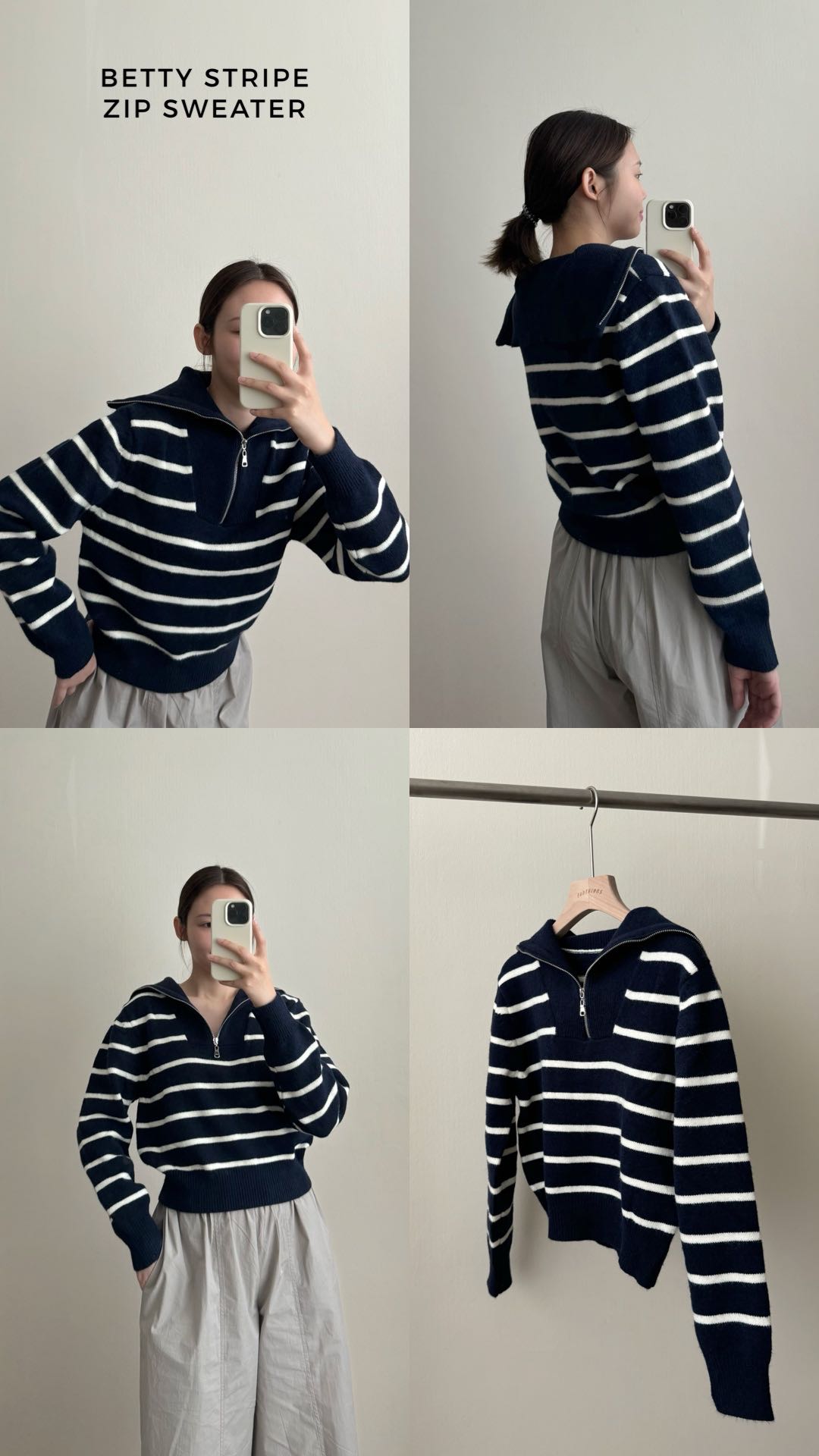 fadthings : BETTY stripe zip sweater