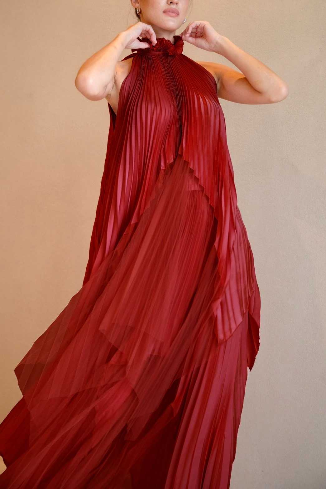 Feather tulle Set (Top & Skirt) - Red