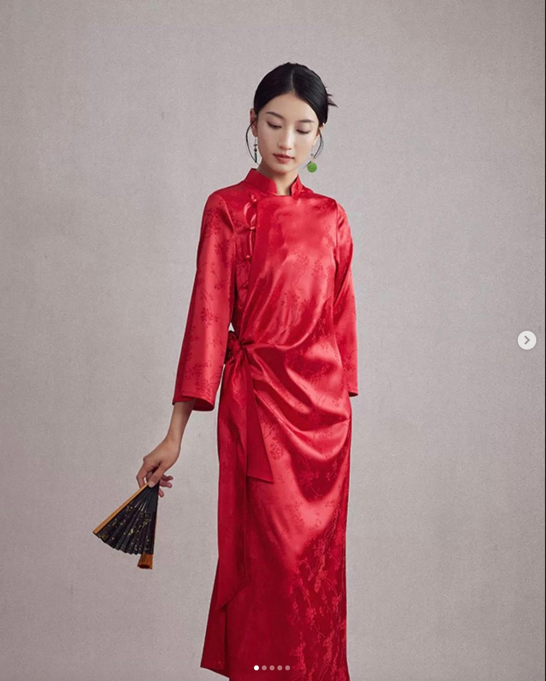 พร้อมส่ง ASAYA2717 Autumn New Chinese Style Improved Han Element Stand Collar Jacquard Dress