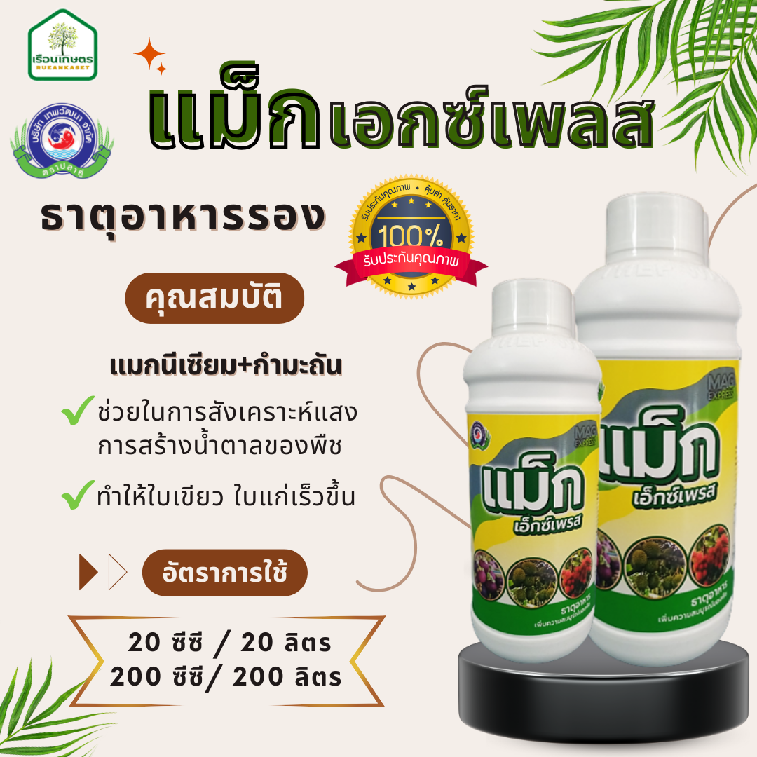 แม็ก เอกซ์เพรส แมกนีเซีม+กำมะถัน ของแท้ 100% ช่วยการสังเคราะห์แสง สร้างน้ำให้พืช ขนาด 1 ลิตร