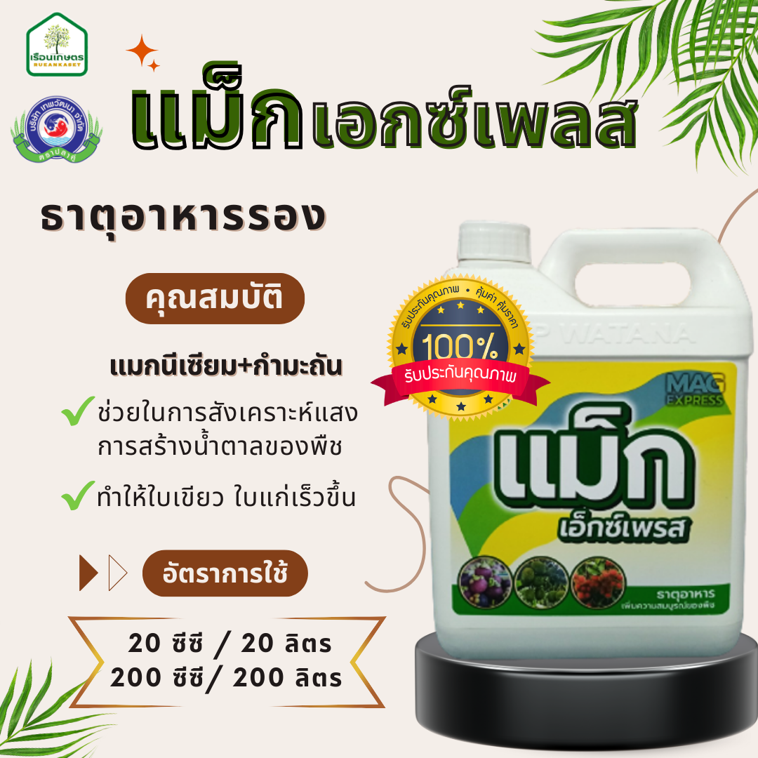 แม็ก เอกซ์เพรส แมกนีเซีม+กำมะถัน ช่วยการสังเคราะห์แสง สร้างน้ำให้พืช ขนาด 5 ลิตร