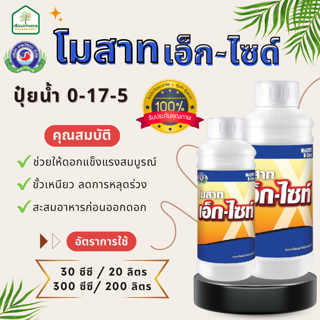 โมสาท เอ็ก-ไซท์ ของแท้ 100% ช่วยให้ดอกแข็งแรงสมบูรณ์ ขั้วเหนียว ลดการหลุดร่วง ขนาด 1 ลิตร