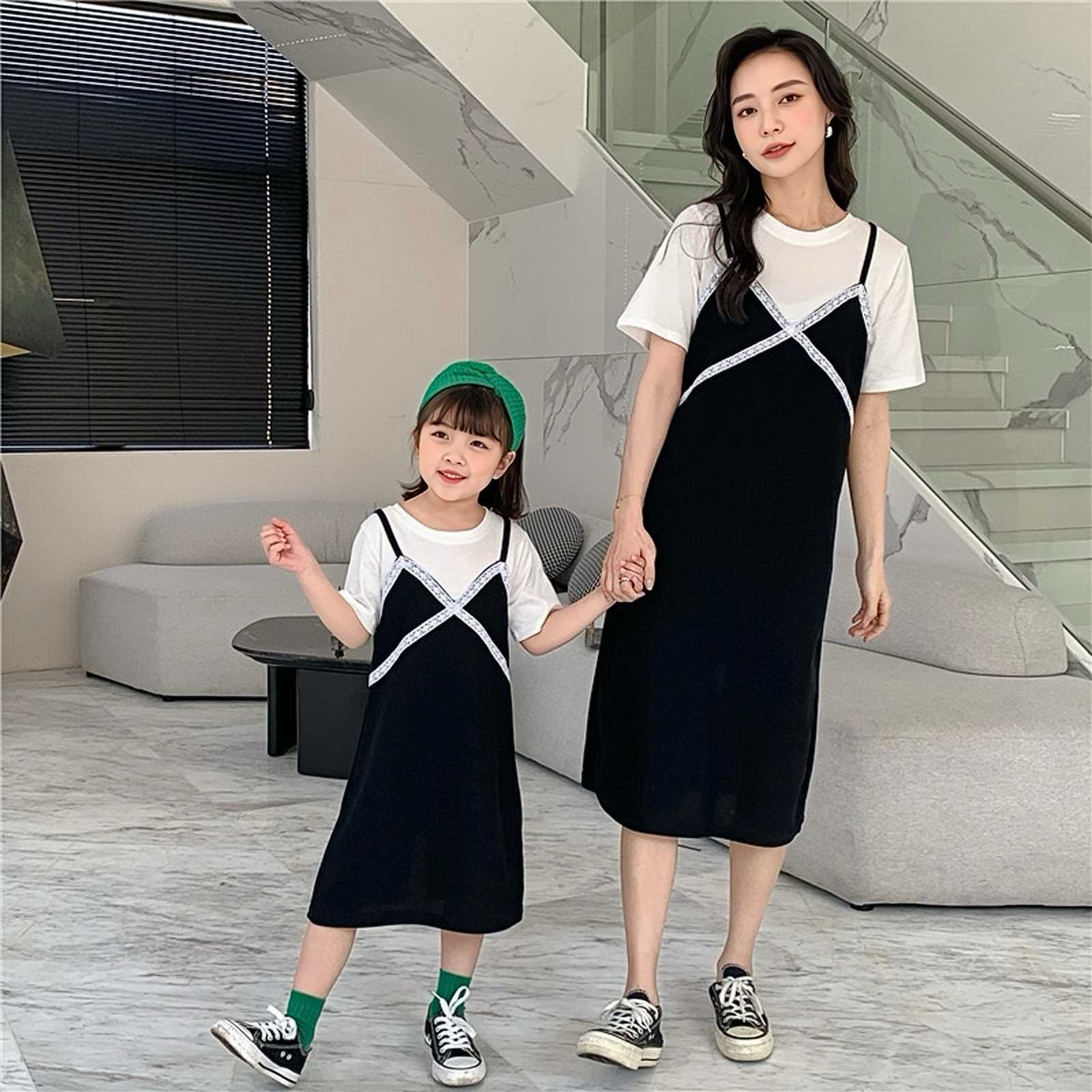 🤍ชุดเดรสแม่ลูกสี black & white