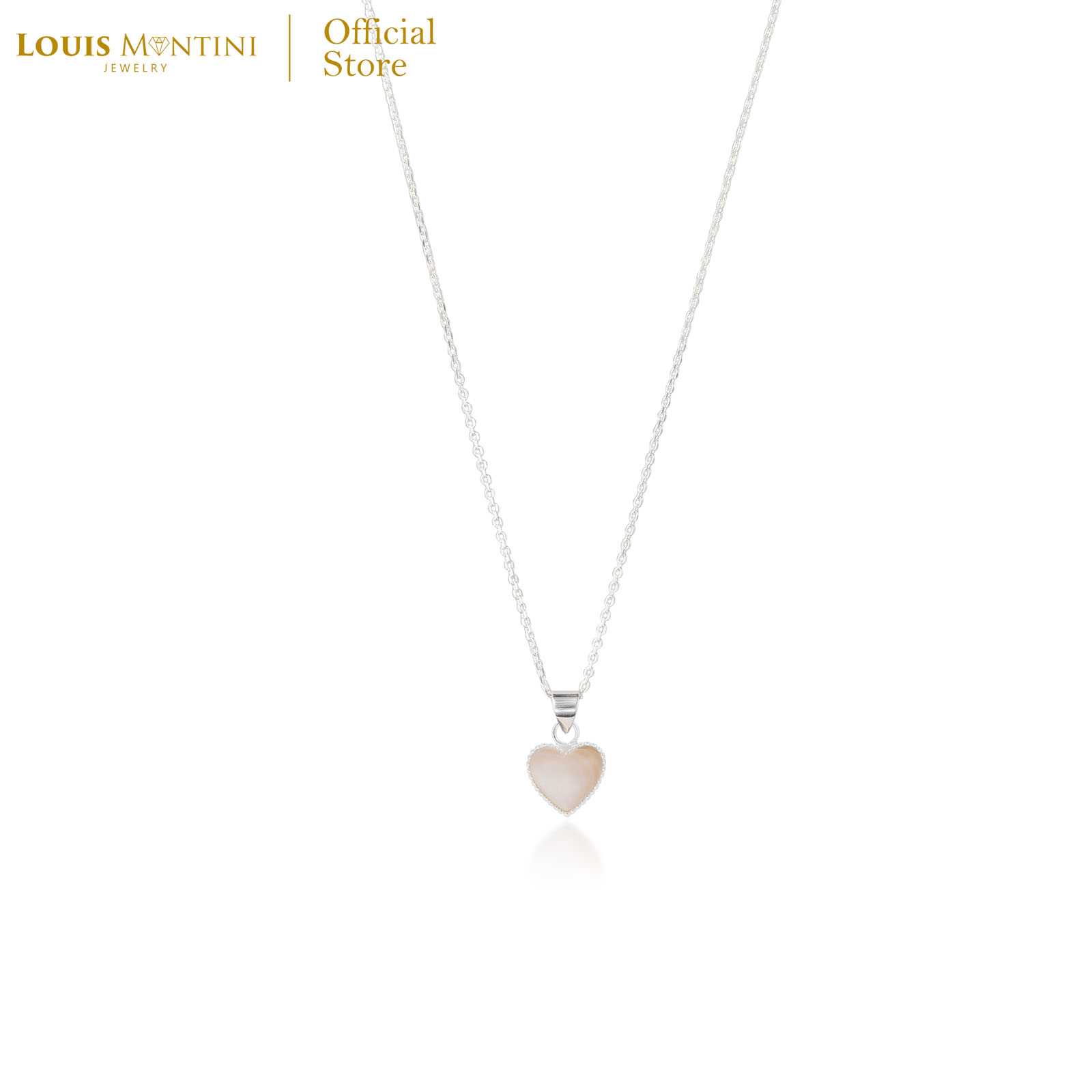 Louis Montini (Jewelry) Sterling Silver 925 Necklace สร้อยคอเงินแท้ 92.5% รูปหัวใจหินมงคล LJNC16