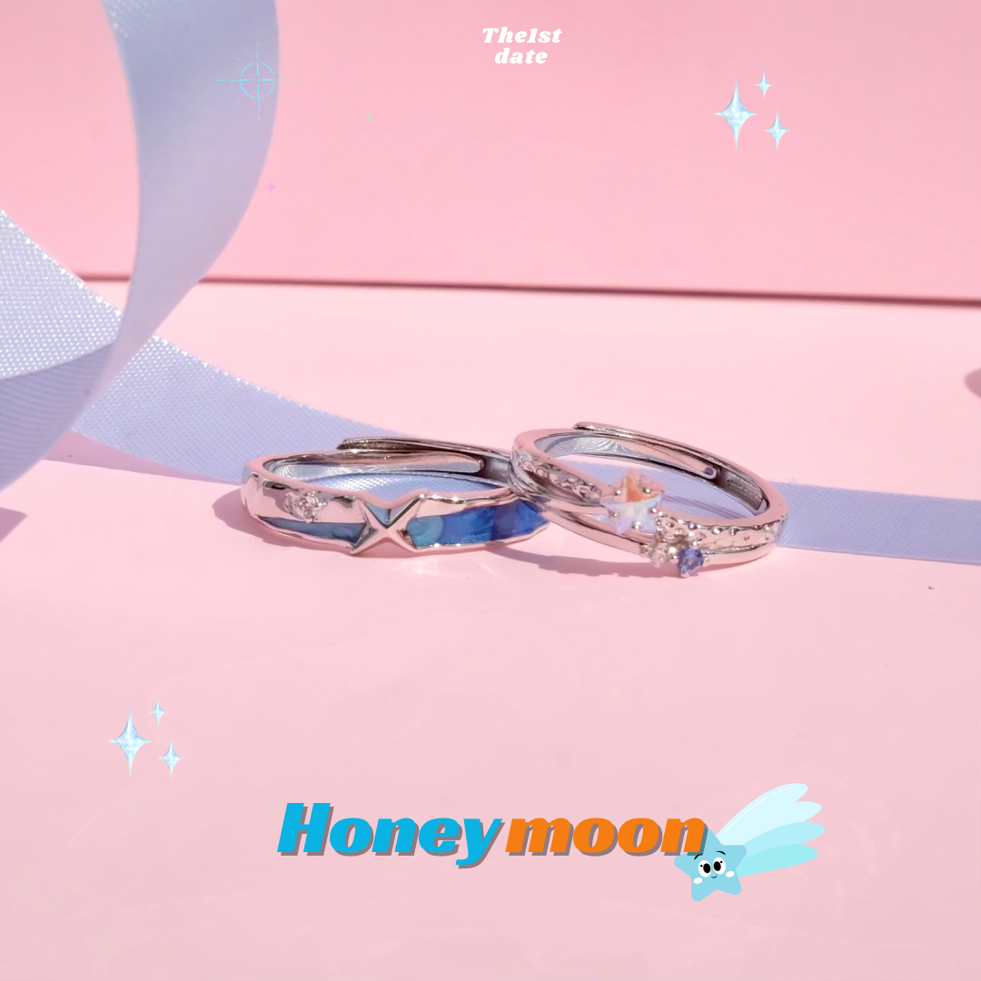 แหวนคู่รุ่นHoneymoon💫💙🌠🌌-ส่งฟรี s925