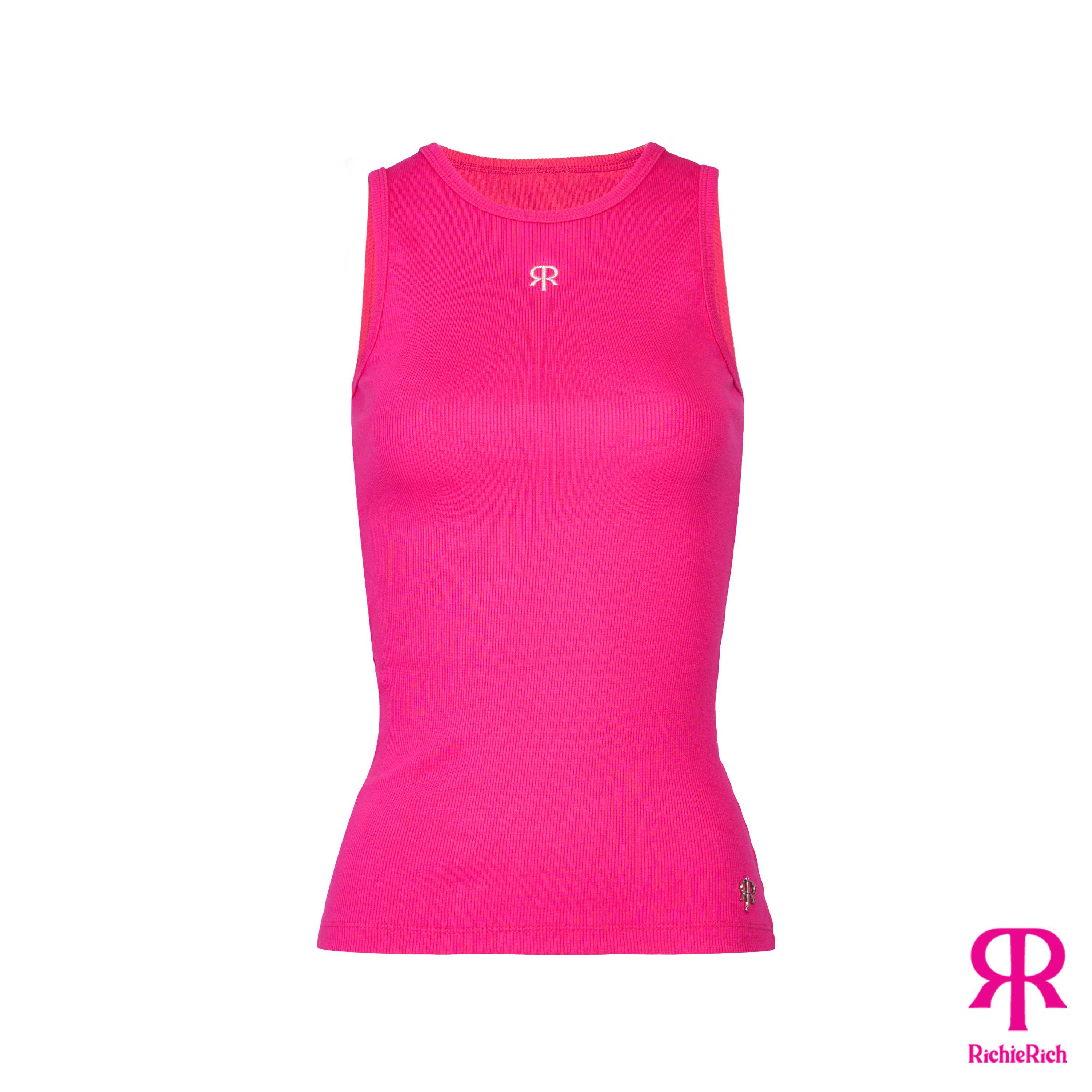 RICHIERICH By TandT - RR LOGO EMBELLISHED COTTON TANK TOP