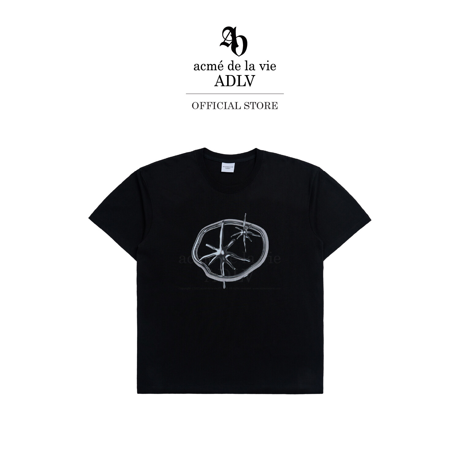 ADLV [acme de la vie] เสื้อยืด Oversize รุ่น Creature Planet Logo Short Sleeve T-Shirt Black
