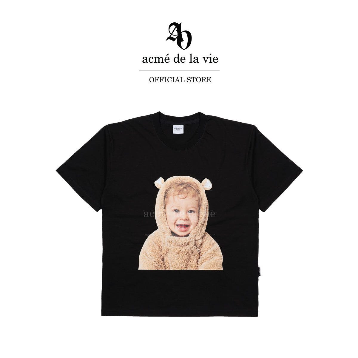 ADLV [acme de la vie] เสื้อยืด Oversize รุ่น Baby Face Bear Doll Short Sleeve T-Shirt Black