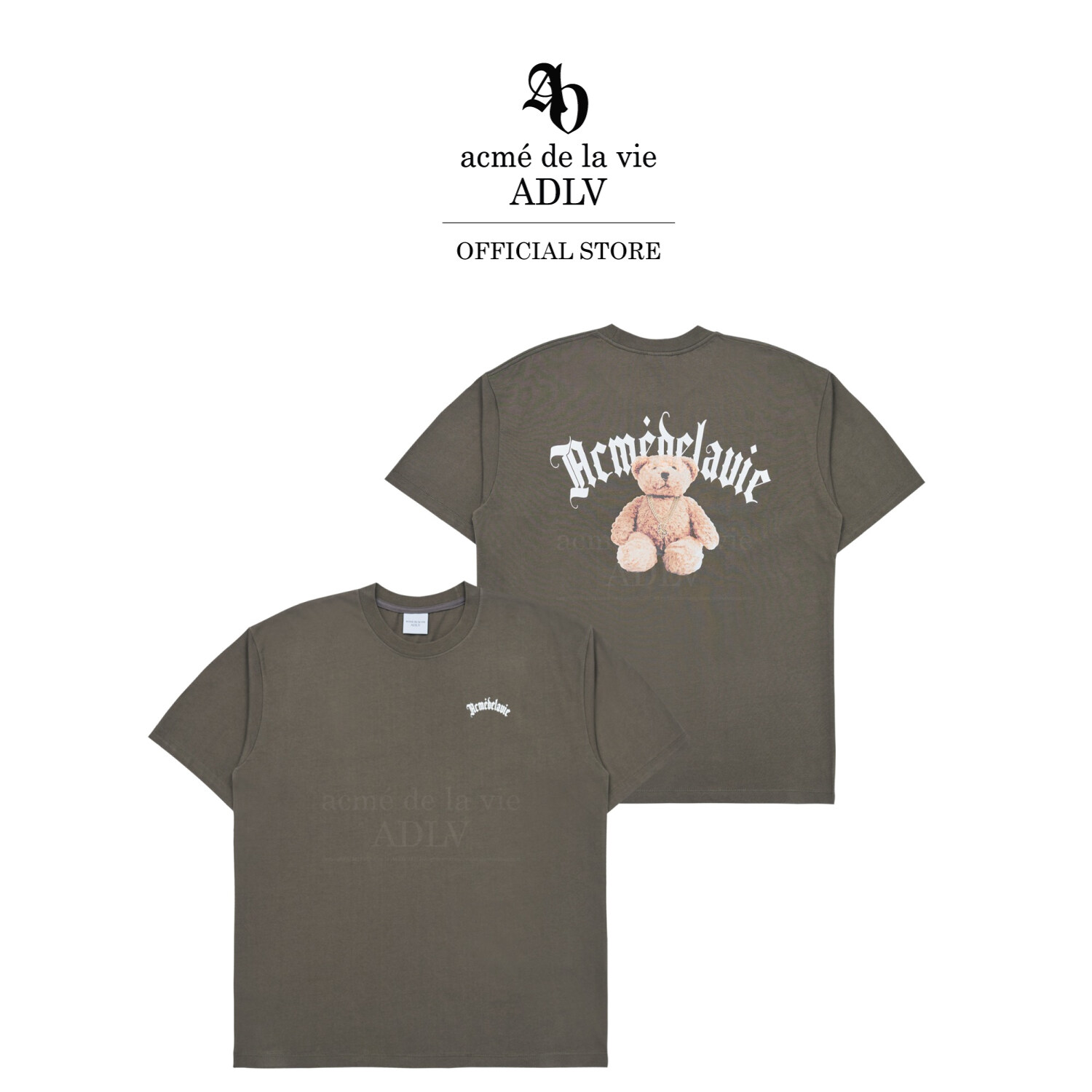 ADLV [acme de la vie] เสื้อยืด Oversize รุ่น Gold Chain Bear Doll Short Sleeve T-Shirt Cocoa Brown