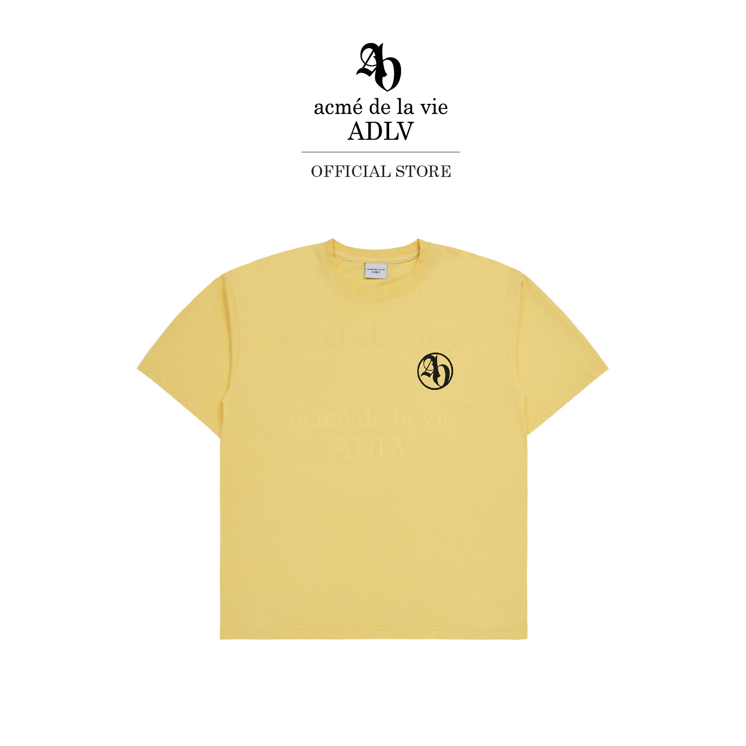 ADLV [acme de la vie] เสื้อยืด Oversize รุ่น New Symbol Bio Washing Short Sleeve T-Shirt Yellow