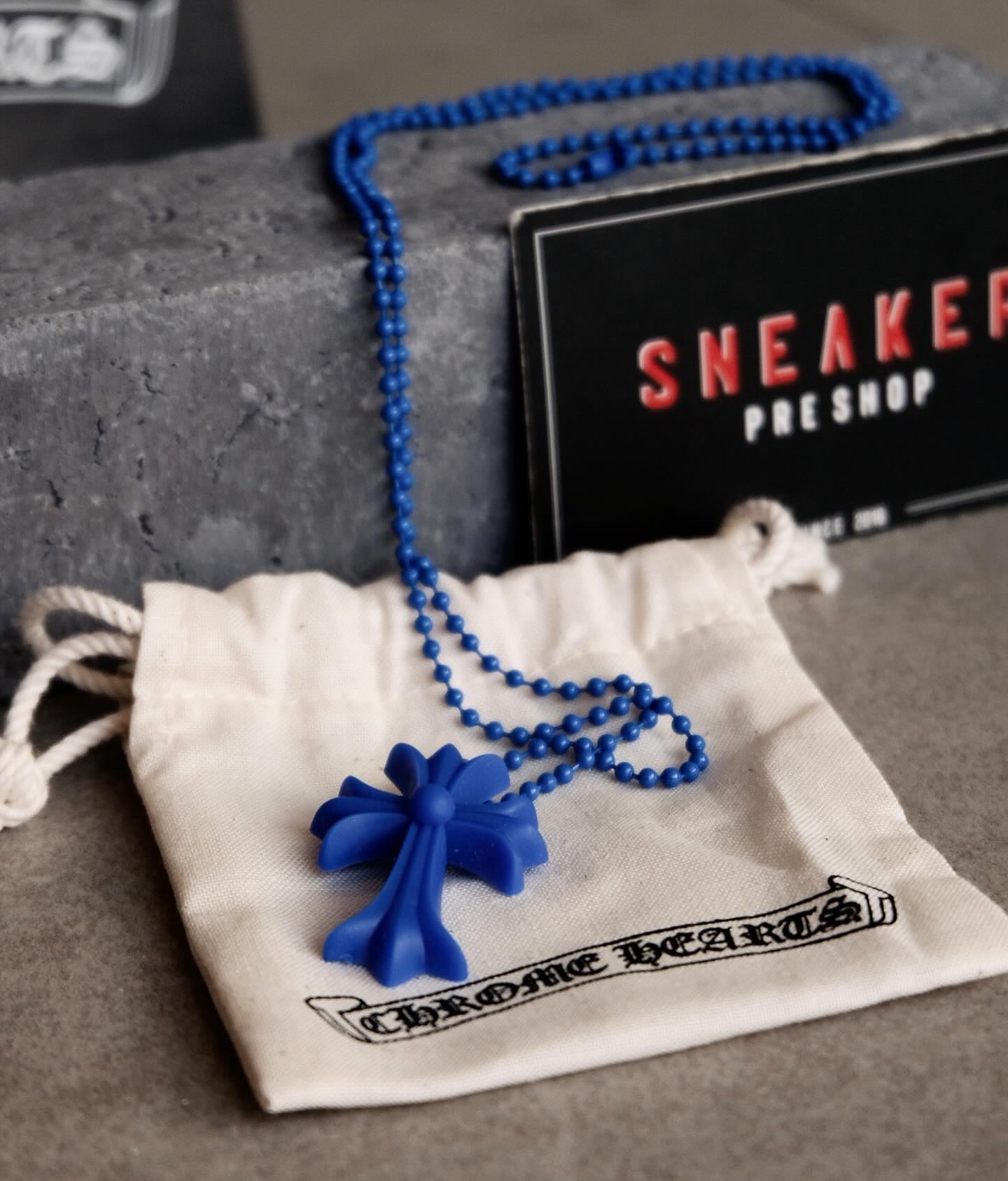 Chrome Hearts Silicone Cross Necklace Blue