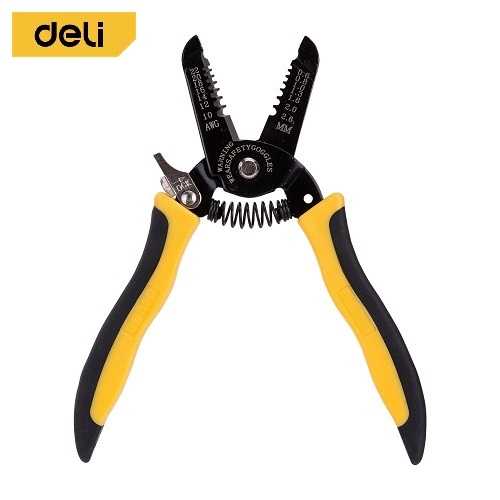 Deli คีมปอกสายไฟ ขนาด 7 นิ้ว คีมตัดสายไฟ คีมย้ำหางปลา (EDL2607-06)