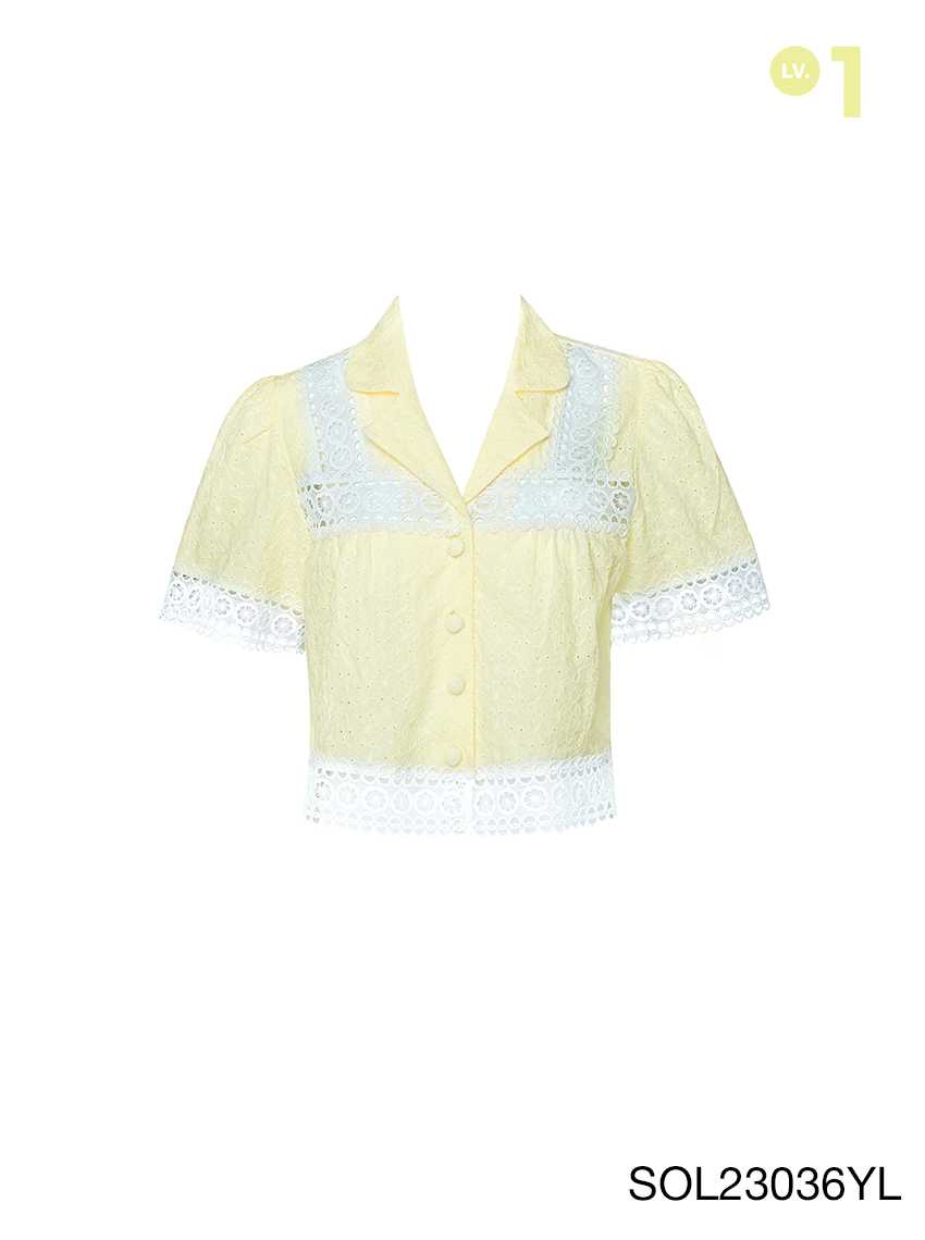 SABINA | JANESUDA x SABINA เสื้อเชิ้ตแขนสั้น Charlotte รหัส SOL23036 สีเหลืองอ่อน