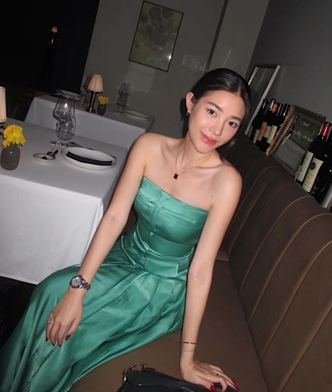 SILA Amie strapless dress - Green color