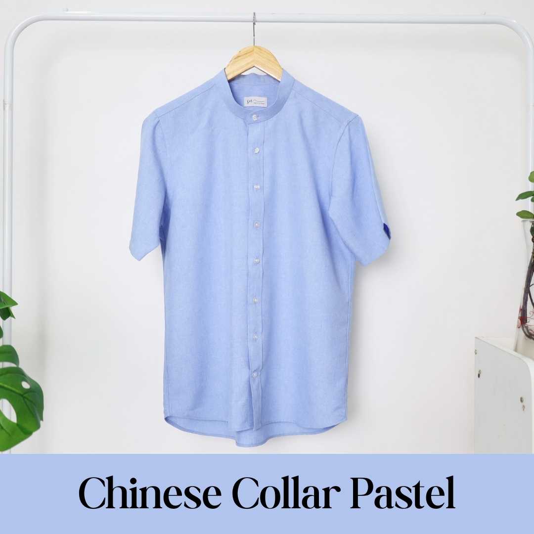 Blue Chinese Collar Pastel