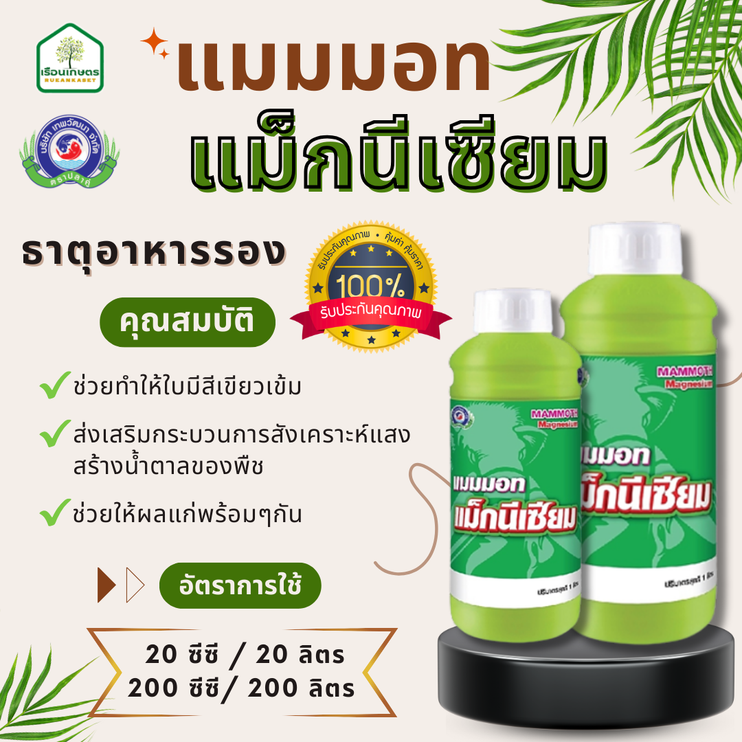 แมมมอท แม็กนีเซียม ของแท้ 100% ธาตุอาหารพืชที่เป็นองค์ประกอบของคลอโรฟิลล์ ขนาด 1 ลิตร