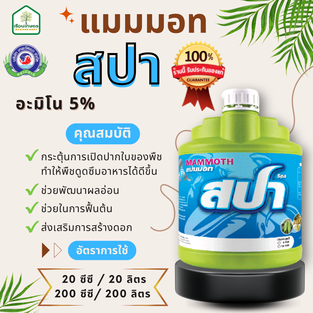 แมมมอท สปา ของแท้ 100% ช่วยส่งเสริมการสร้างดอก พัฒนาผลอ่อน ขนาด 4 ลิตร