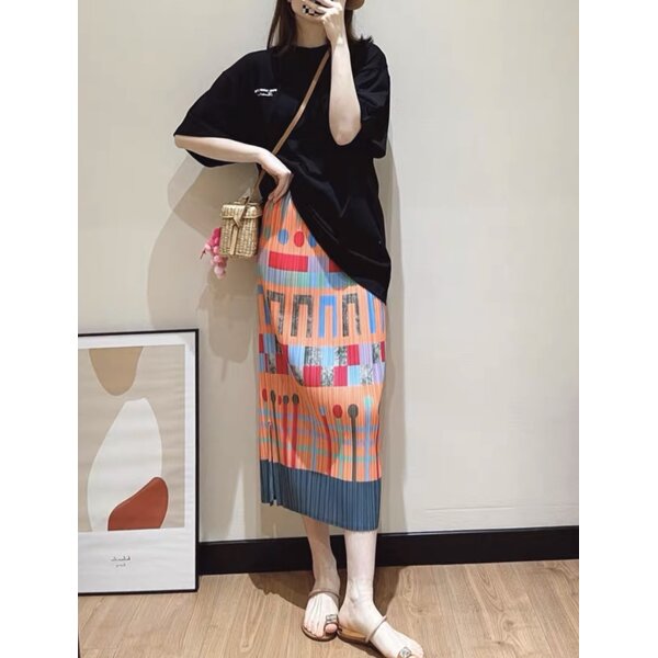 2MUAY PLEAT กระโปรงผู้หญิง กระโปรงพลีทคุณภาพ รุ่น CX90327 3สี FREE SIZE PRINTED PLEAT SKIRT