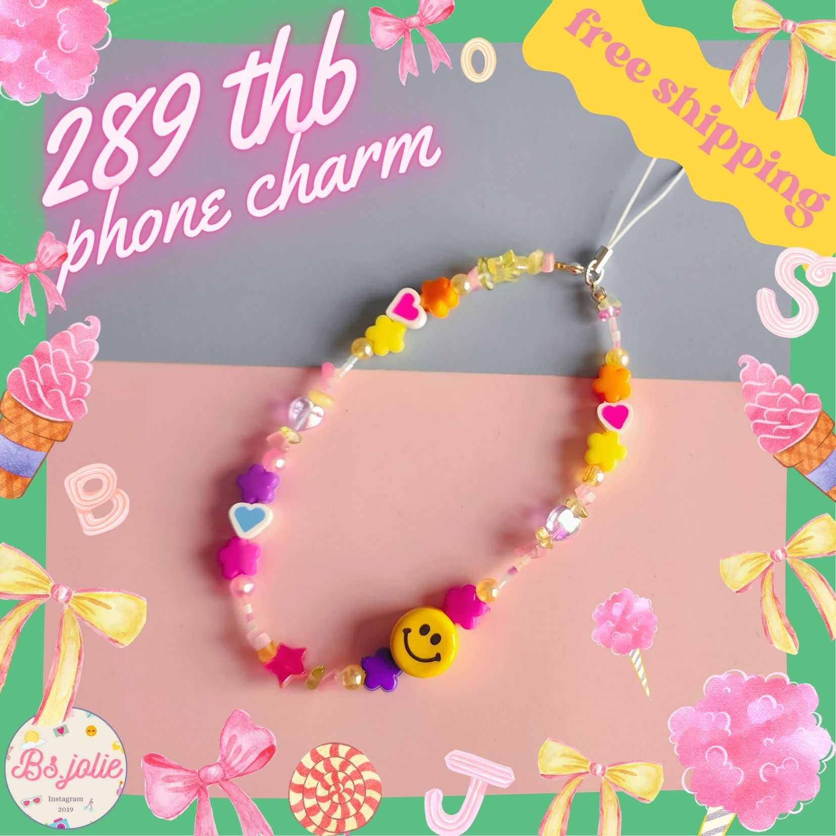 Phone charm ยิ้มดอกไม้หัวใจ