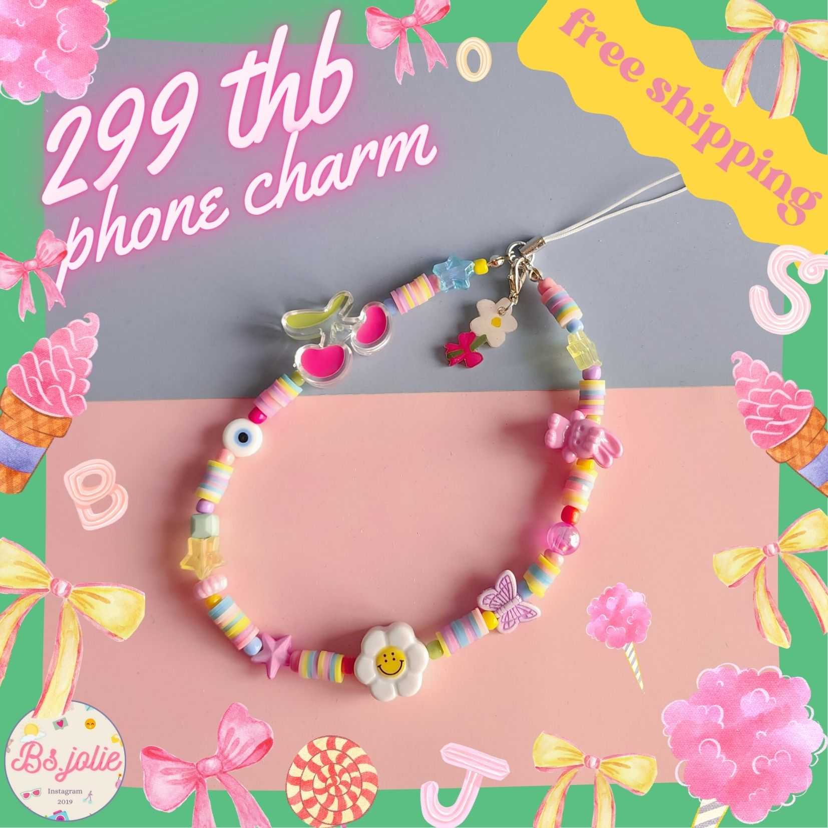 Phone charm เชอรี่จี้ดอกไม้