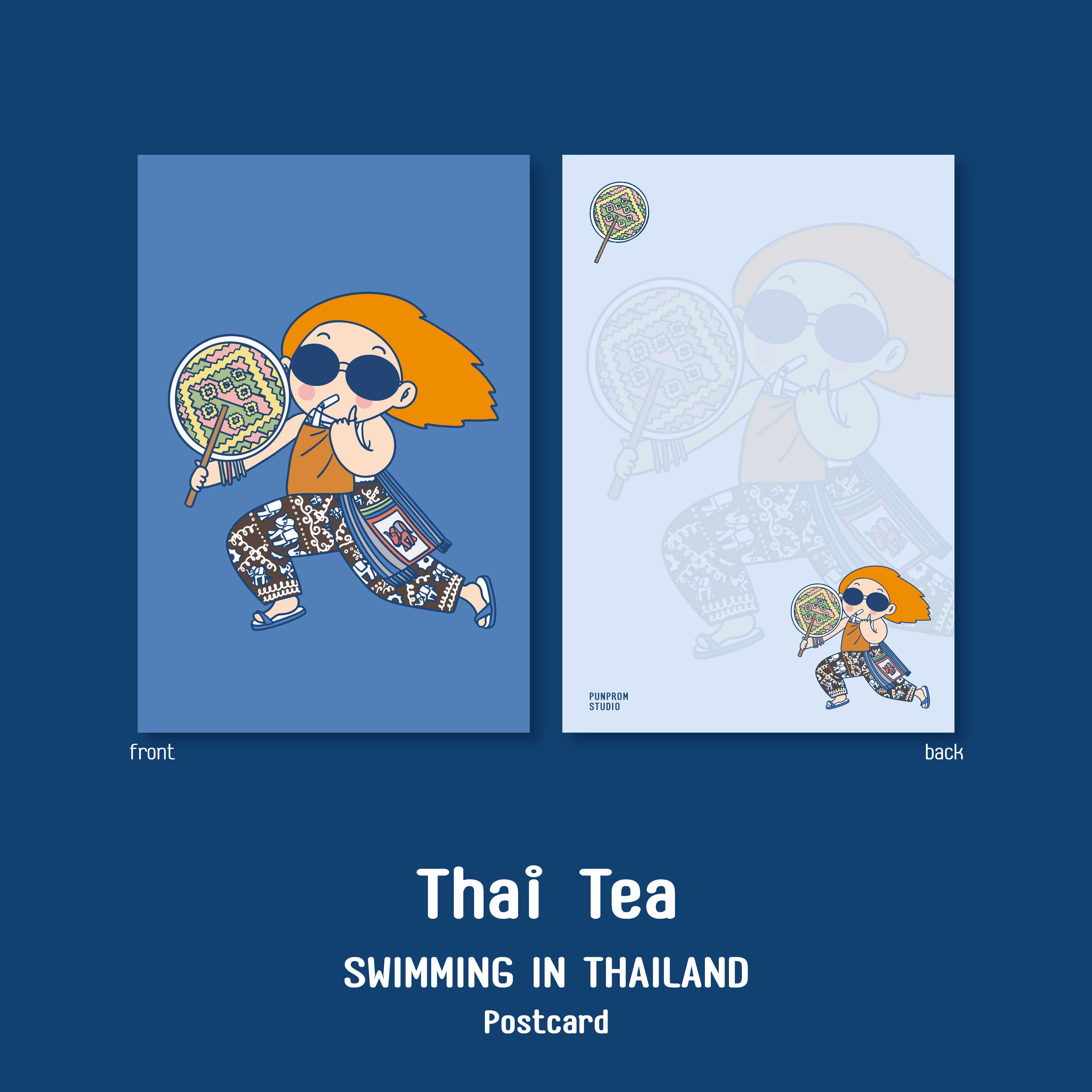 POSTCARD  :  Thai Tea Swimming in Thailand