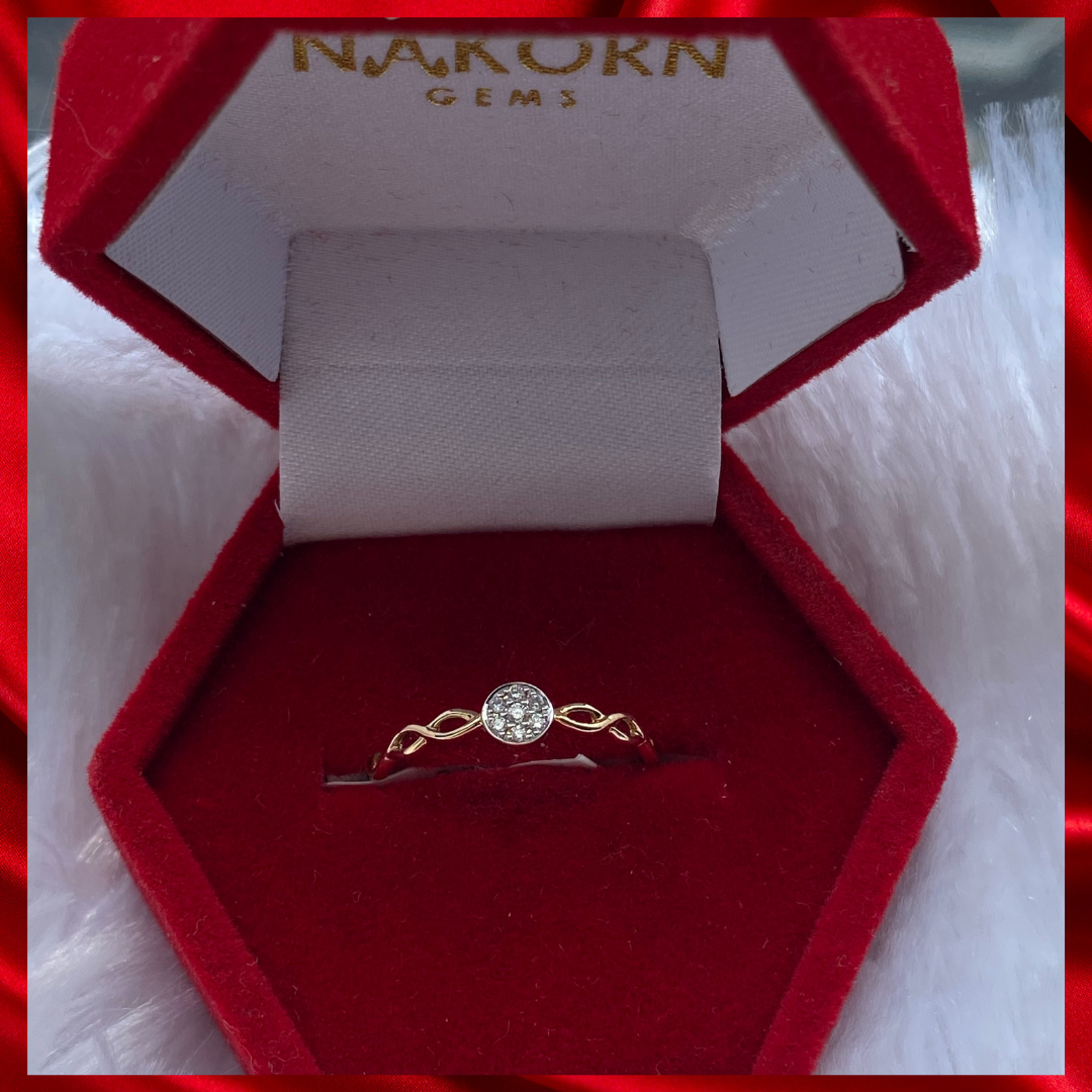 NG349 นคร เจมส์ แหวนเพชรแท้ ทองคำแท้14K ดีไซน์แหวนเกลียวฝังเพชรรอบวง พร้อมใบรับประกันสินค้า