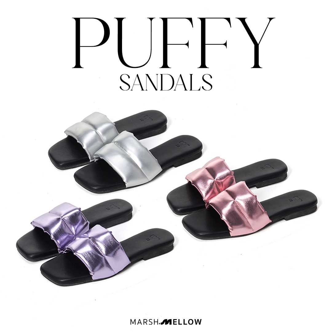 PUFFY สีmetallic รองเท้าแตะ พื้นนุ่มฟู