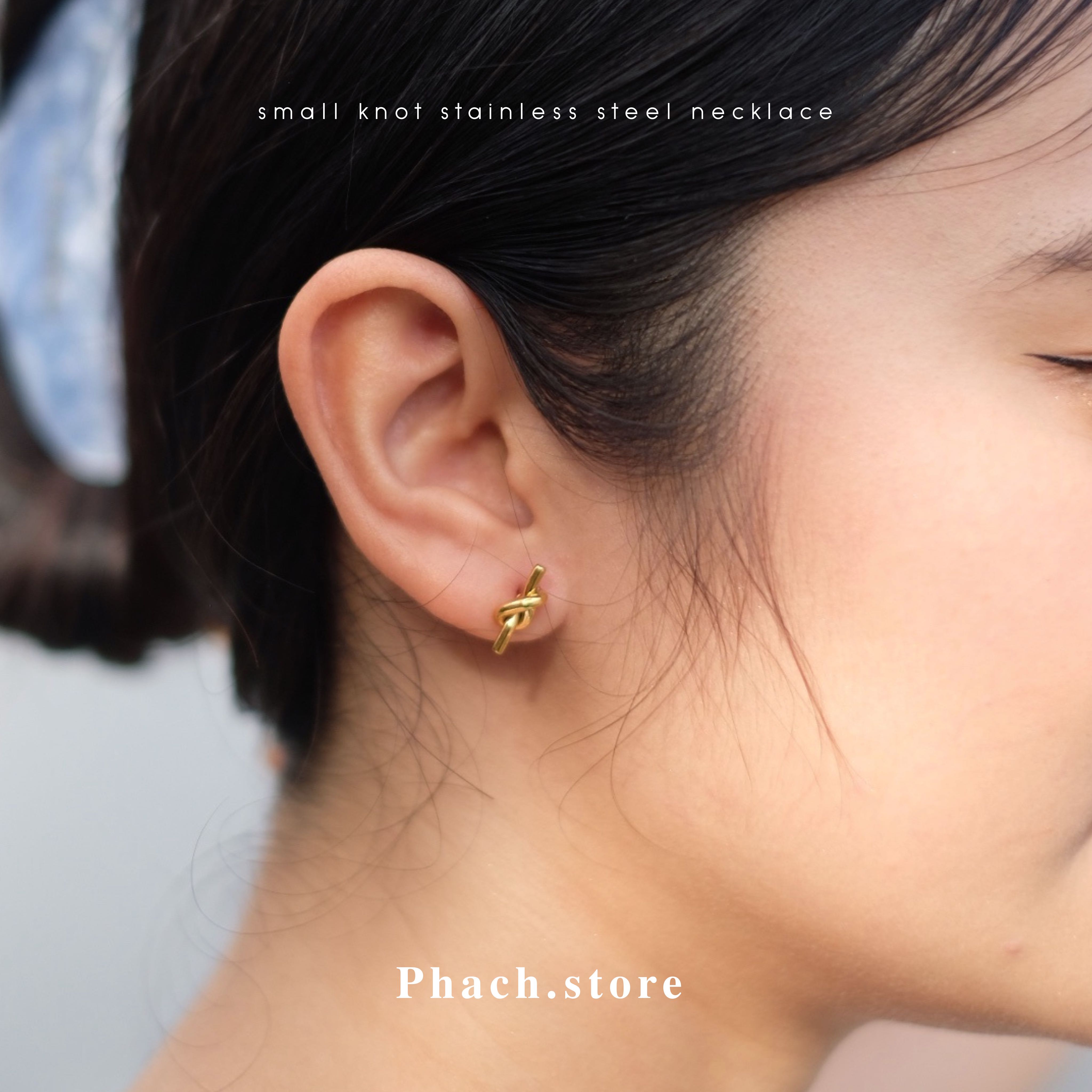 16K gold plated small knot earrings