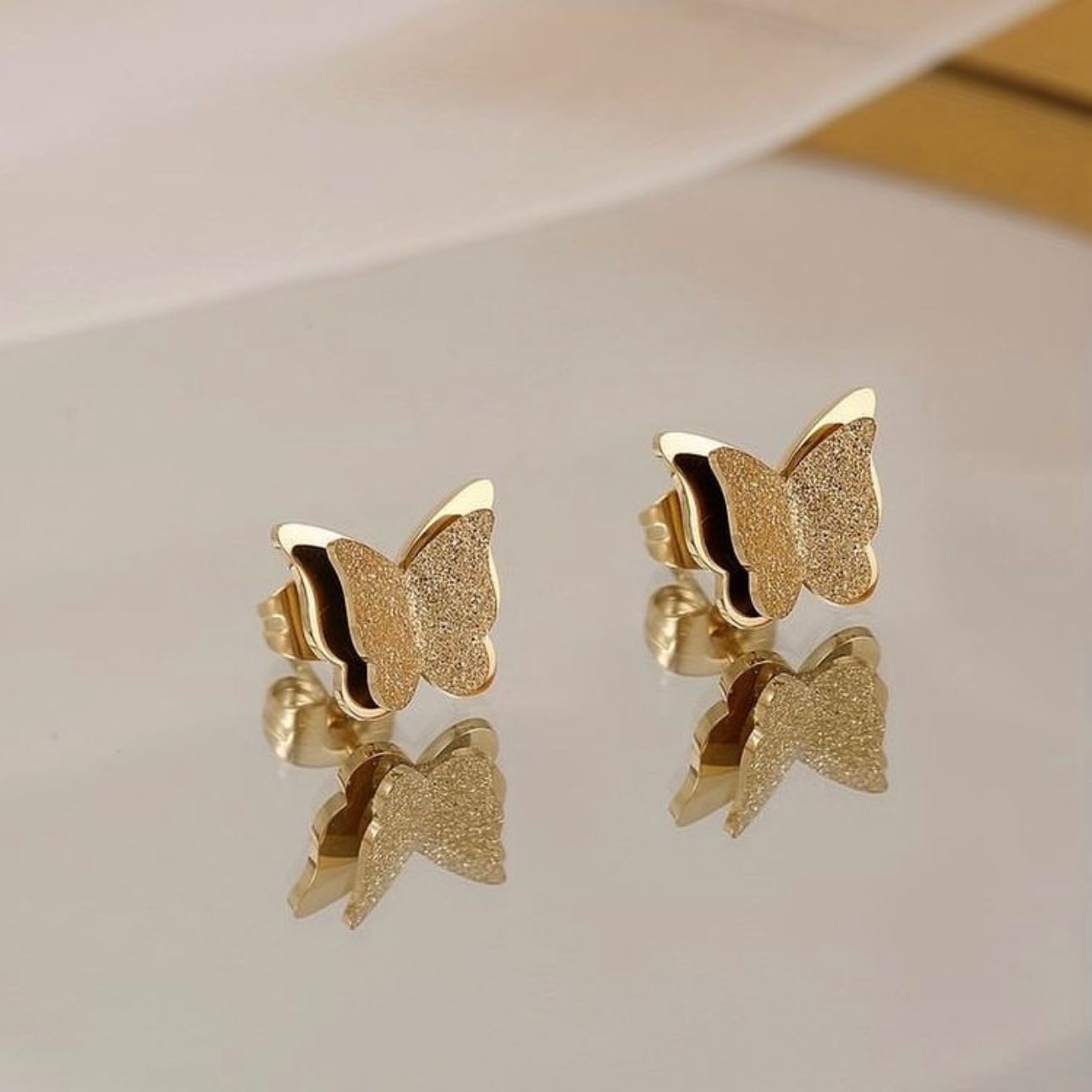 Double layer golden butterfly earrings!