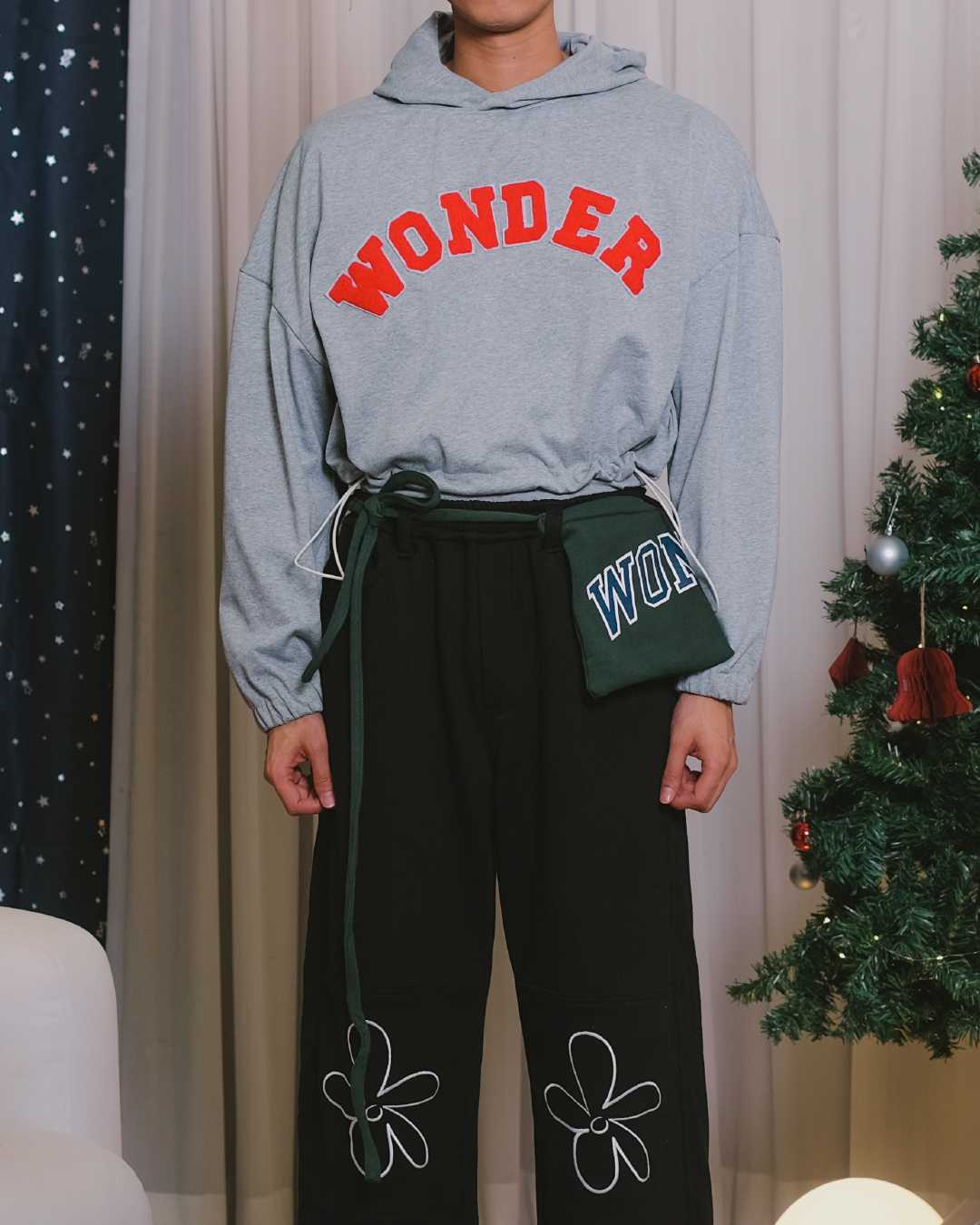 CLUB ✿ 43 Wonder Cropped Hoodie in Light Grey