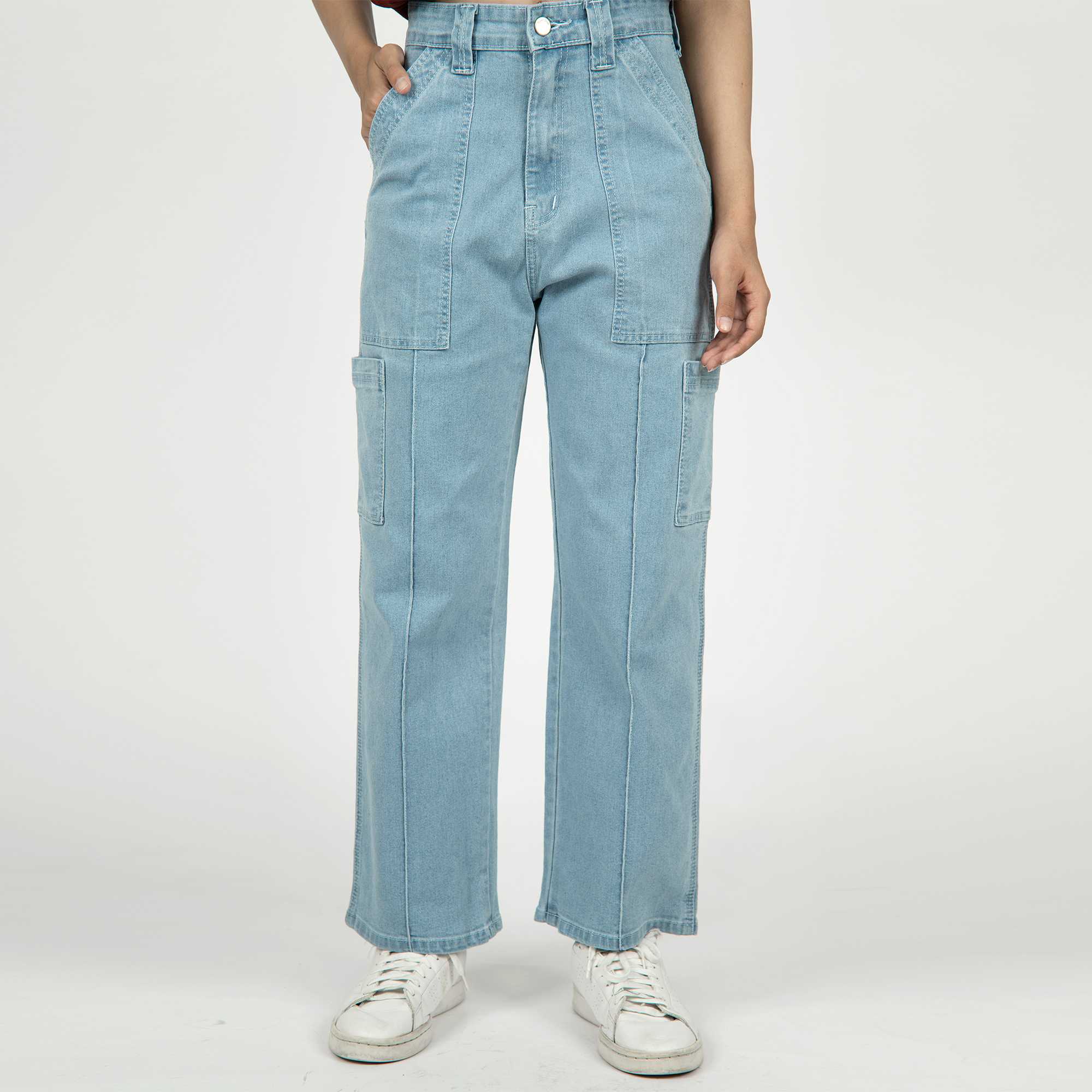 QueenCows กางเกงหลังคลอด Queen Jean Washed Denim (Light Blue)