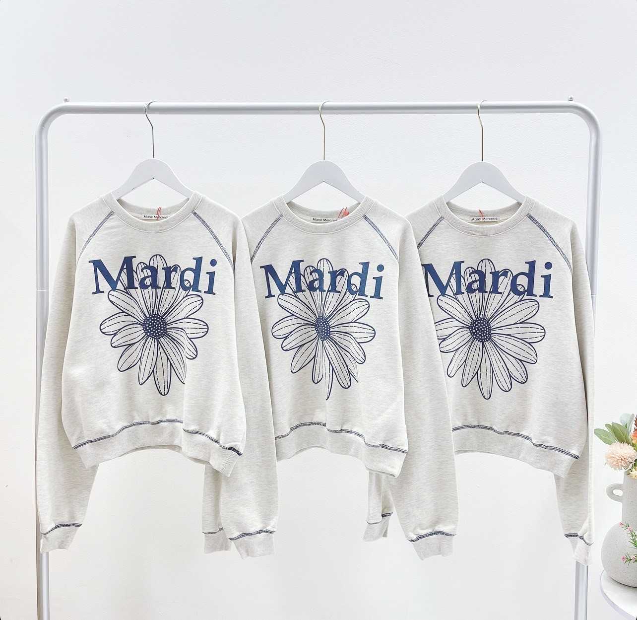 Mardi SWEATSHIRT RAGLAN FLOWERMARDI_OATMEAL BLUE