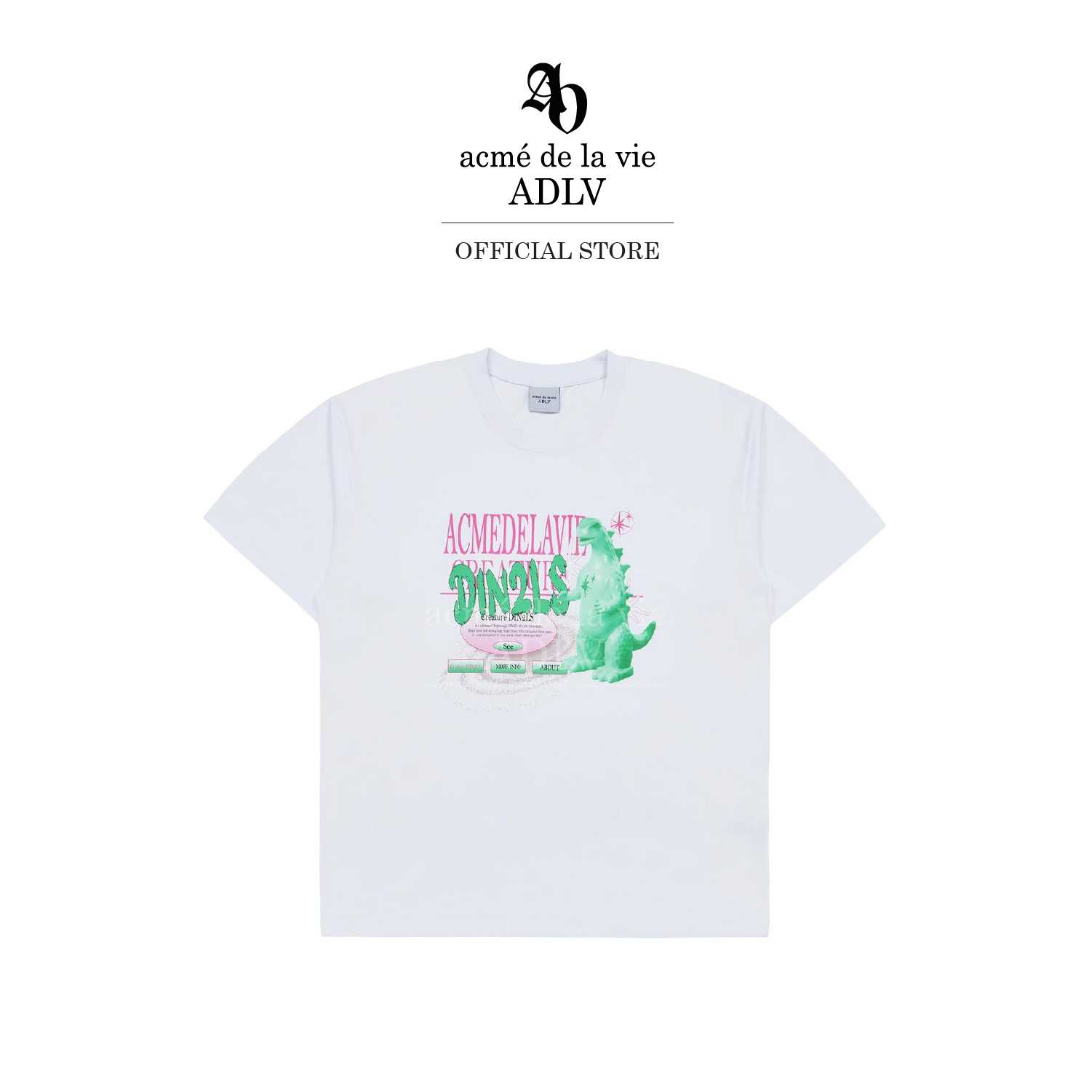 ADLV [acme de la vie] เสื้อยืด Oversize รุ่น Din2Ls Creature Lettering Short Sleeve T-Shirt White