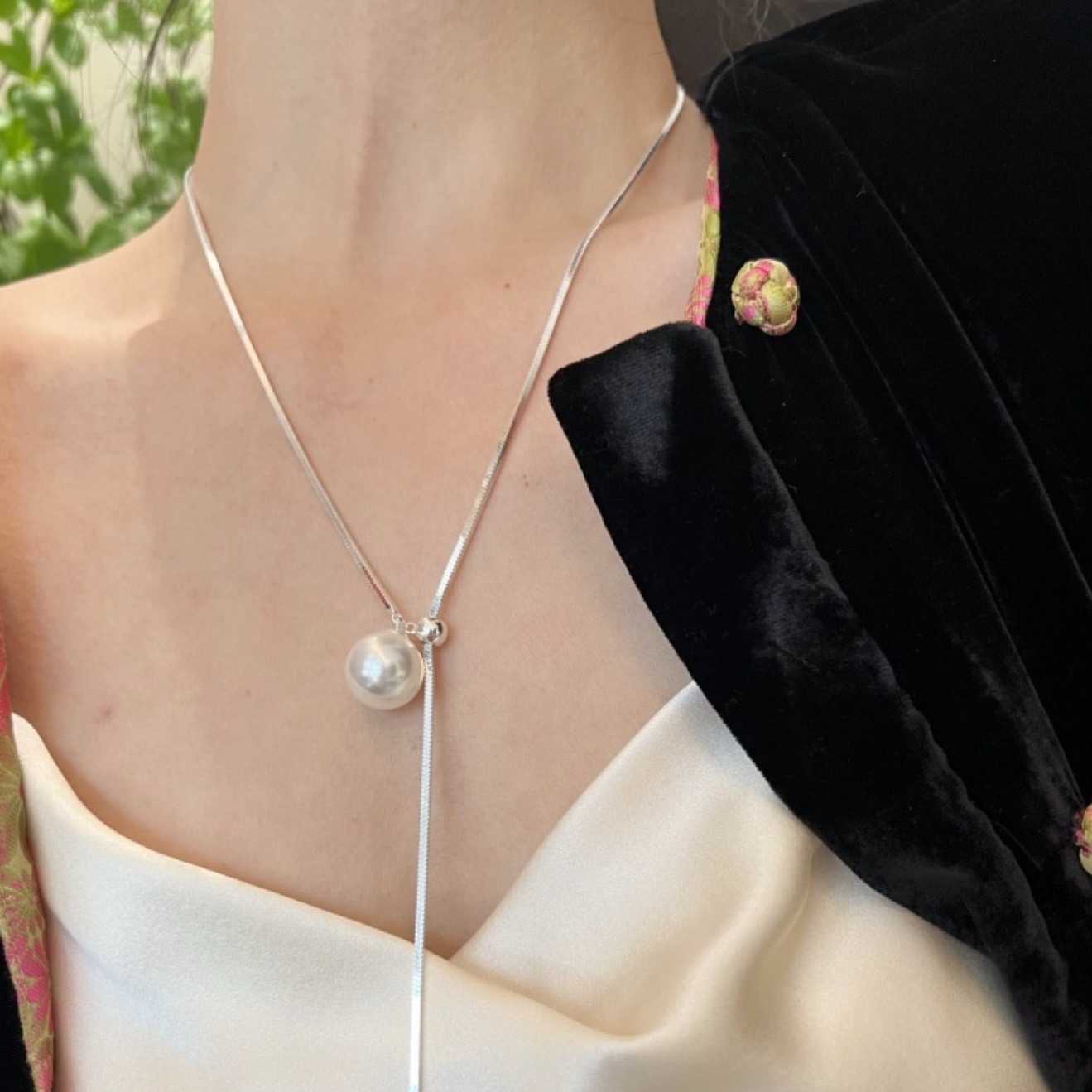 [พร้อมส่ง] ⛓️สร้อยคอมินิมอล ประดับไข่มุก 🤍 | QG002