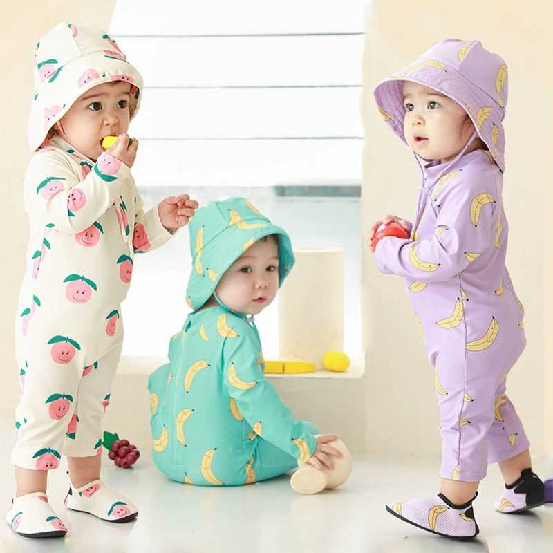 Preorder10-12วัน- ชุดว่ายน้ำ พร้อมหมวก/ Sz80-130cm