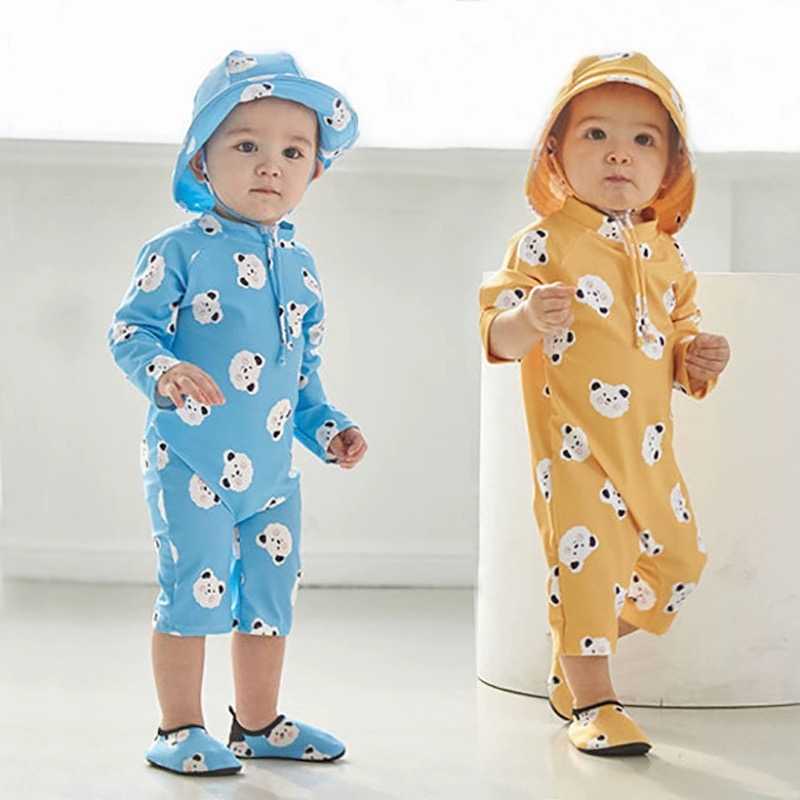 Preorder10-12วัน- ชุดว่ายน้ำ พร้อมหมวก/ Sz80-130cm