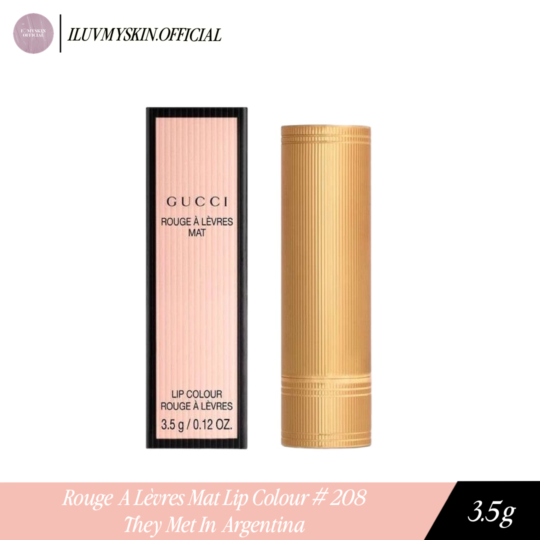 💗แท้/พร้อมส่ง💗 [Gucci] Rouge A Lèvres Mat Lip Colour #208 They Met In Argentina | 3.5g