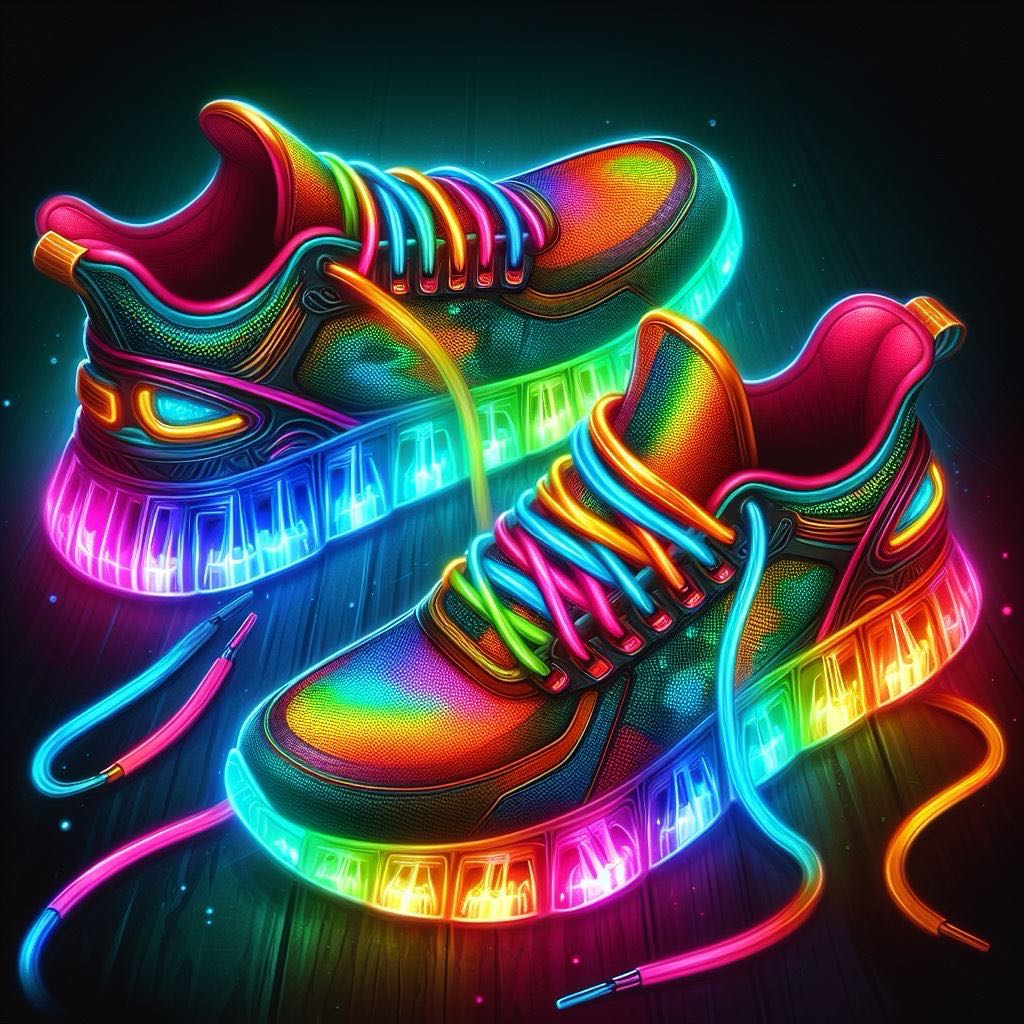 รองเท้าผ้าใบเรืองแสงสีรุ้ง Rainbow glowing sneakers  สินค้า เป็นรูปแบบ  Digital files  