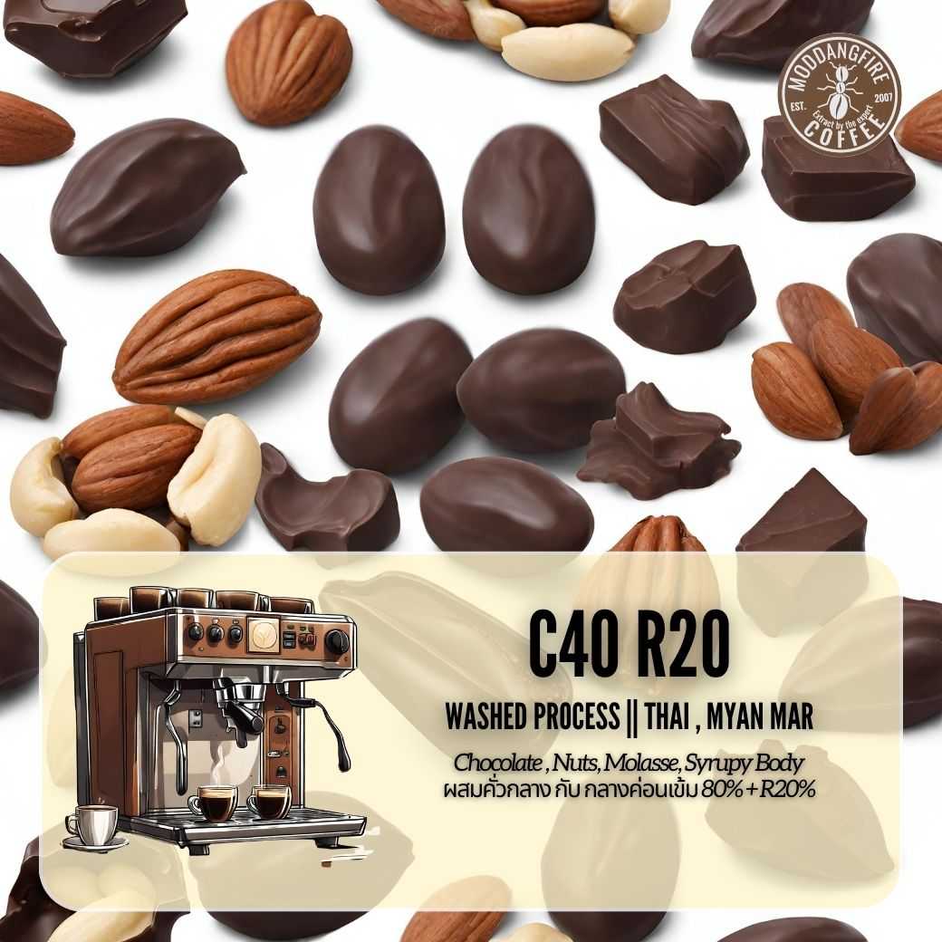 C40 R20 [อราบิก้า80%,โรบัสต้า20%]  - [500g]