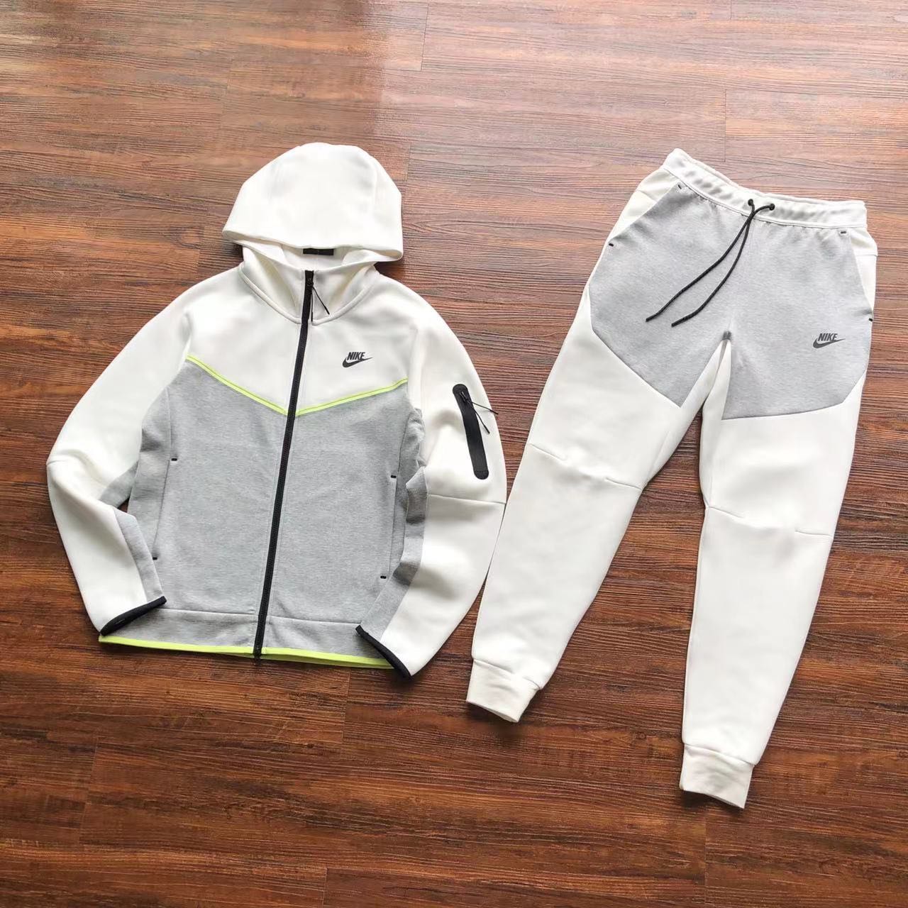 Nike Tech Fleece Hoodie + Joggers Sail/Dark Grey/Light Lemon Twist