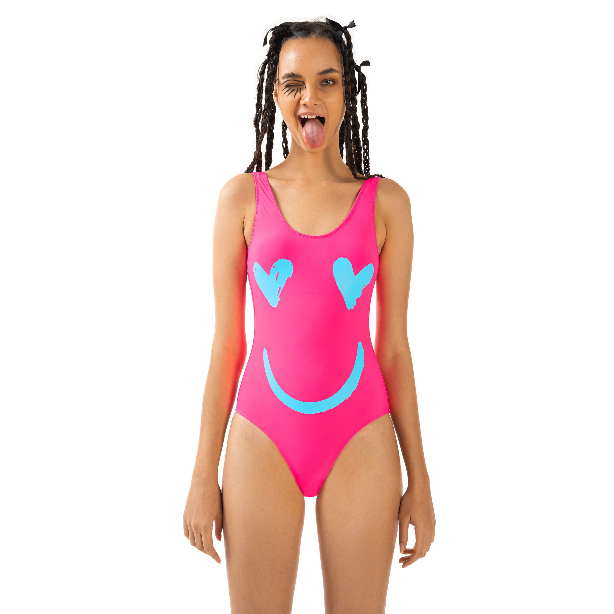 Lalalove swimsuit smiley in neon pink