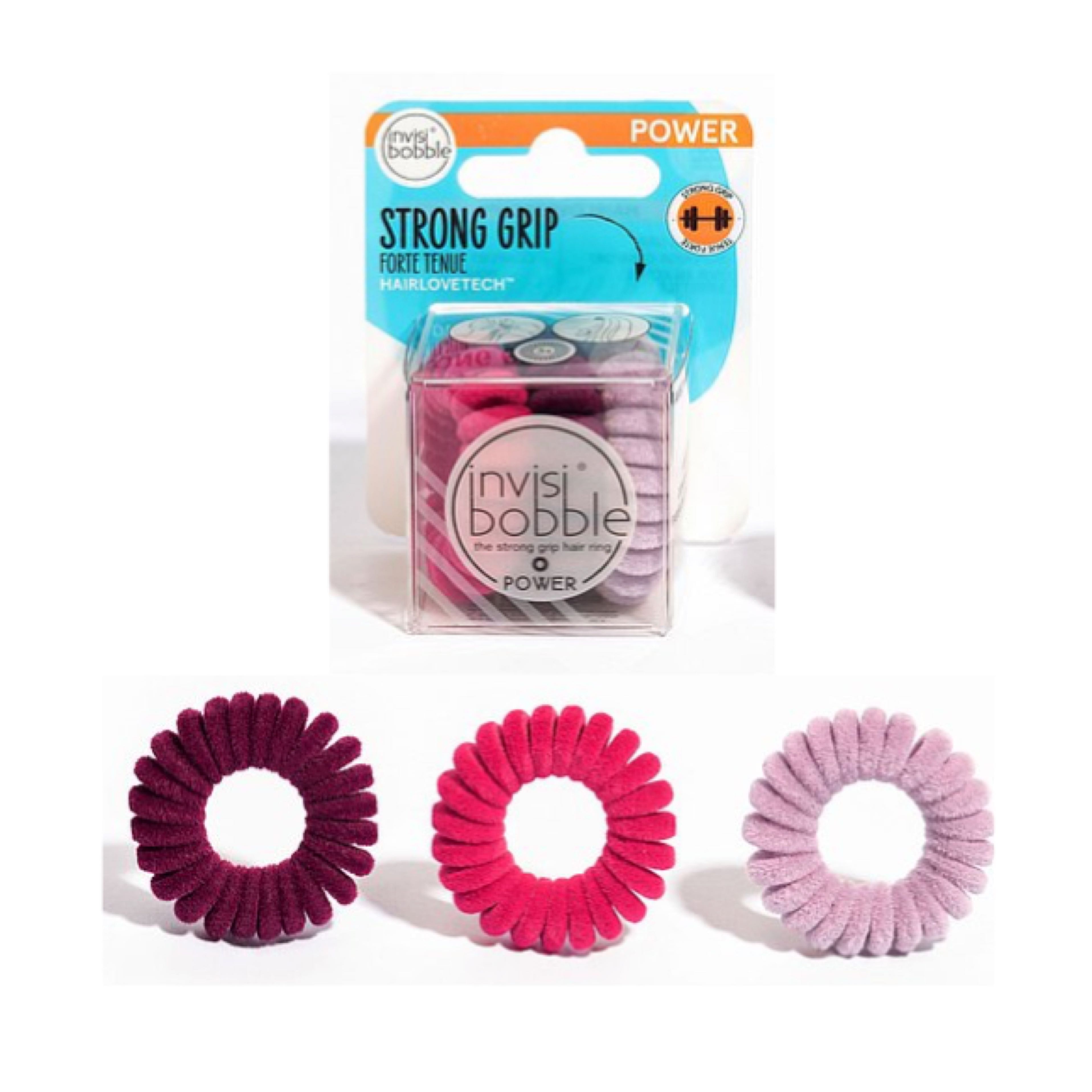 Invisibobble Power Strong Grip หุ้มกำมะหยี่ (เซ็ท 3 ชิ้น)