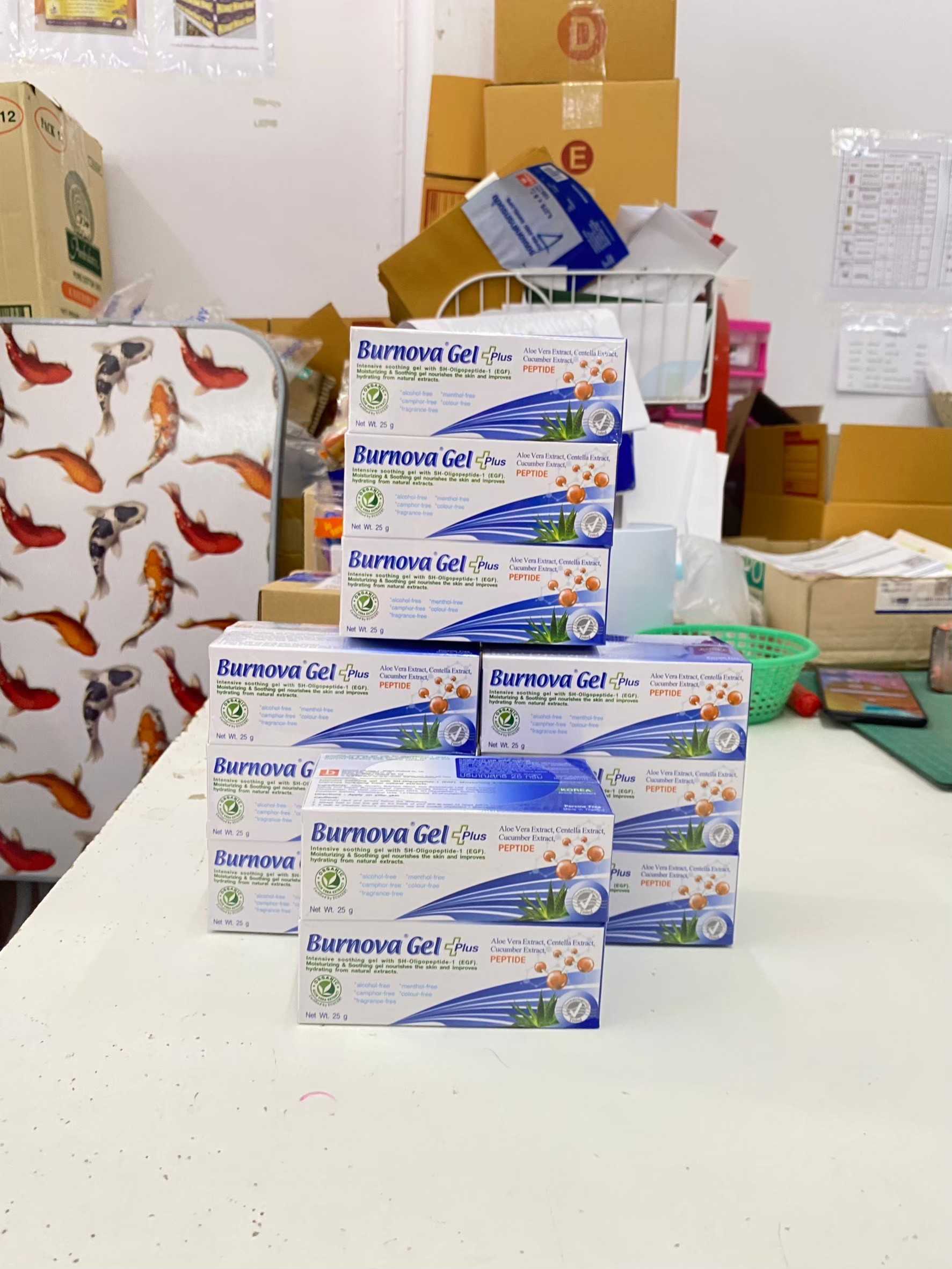 Burnova gel plus Peptide 25g เบอร์โนว่า พลัส เปปไทด์ เจลว่างหางจระเข้