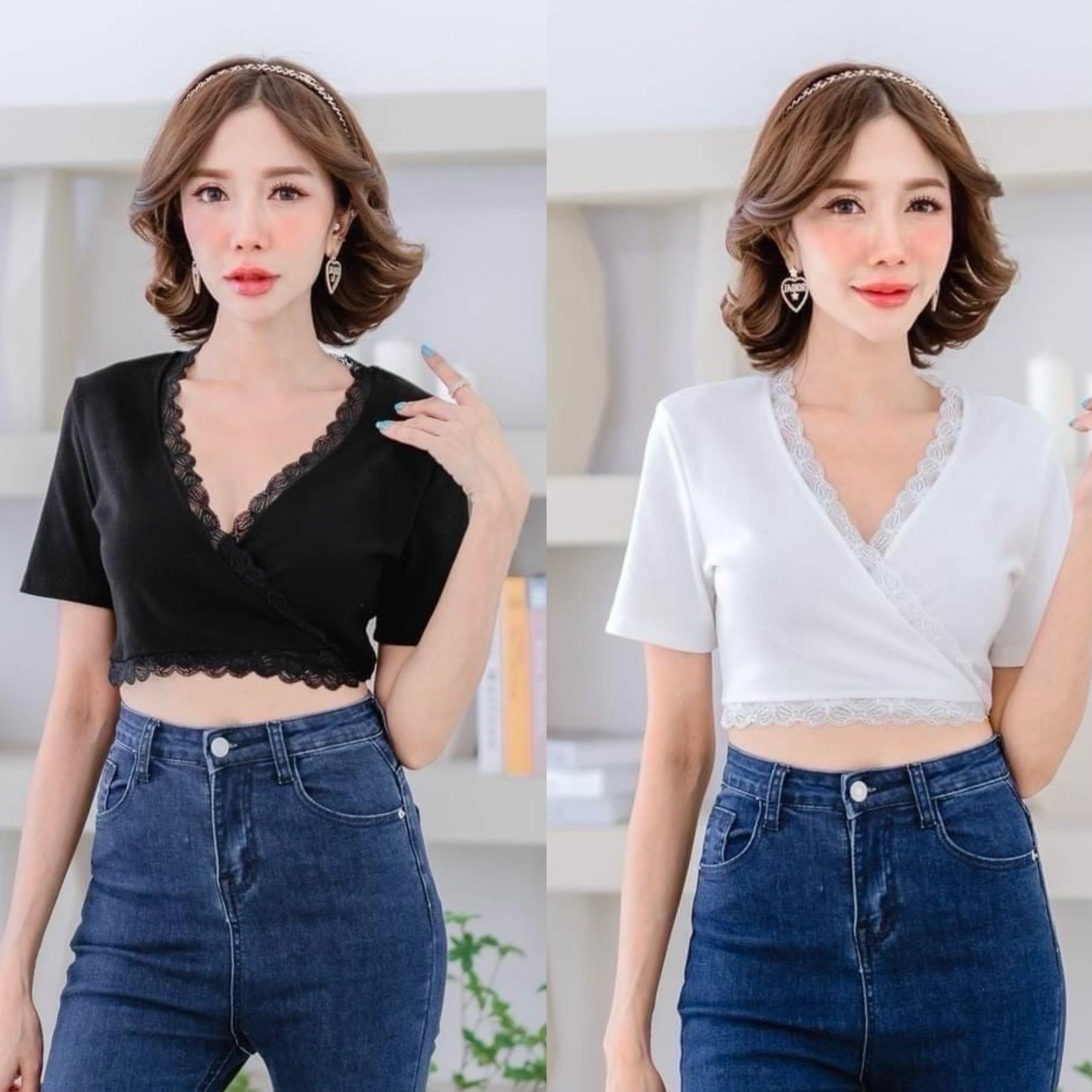 💢SALE!! ขาดทุน💢 เสื้อแขนสั้นครอป เอวผูก